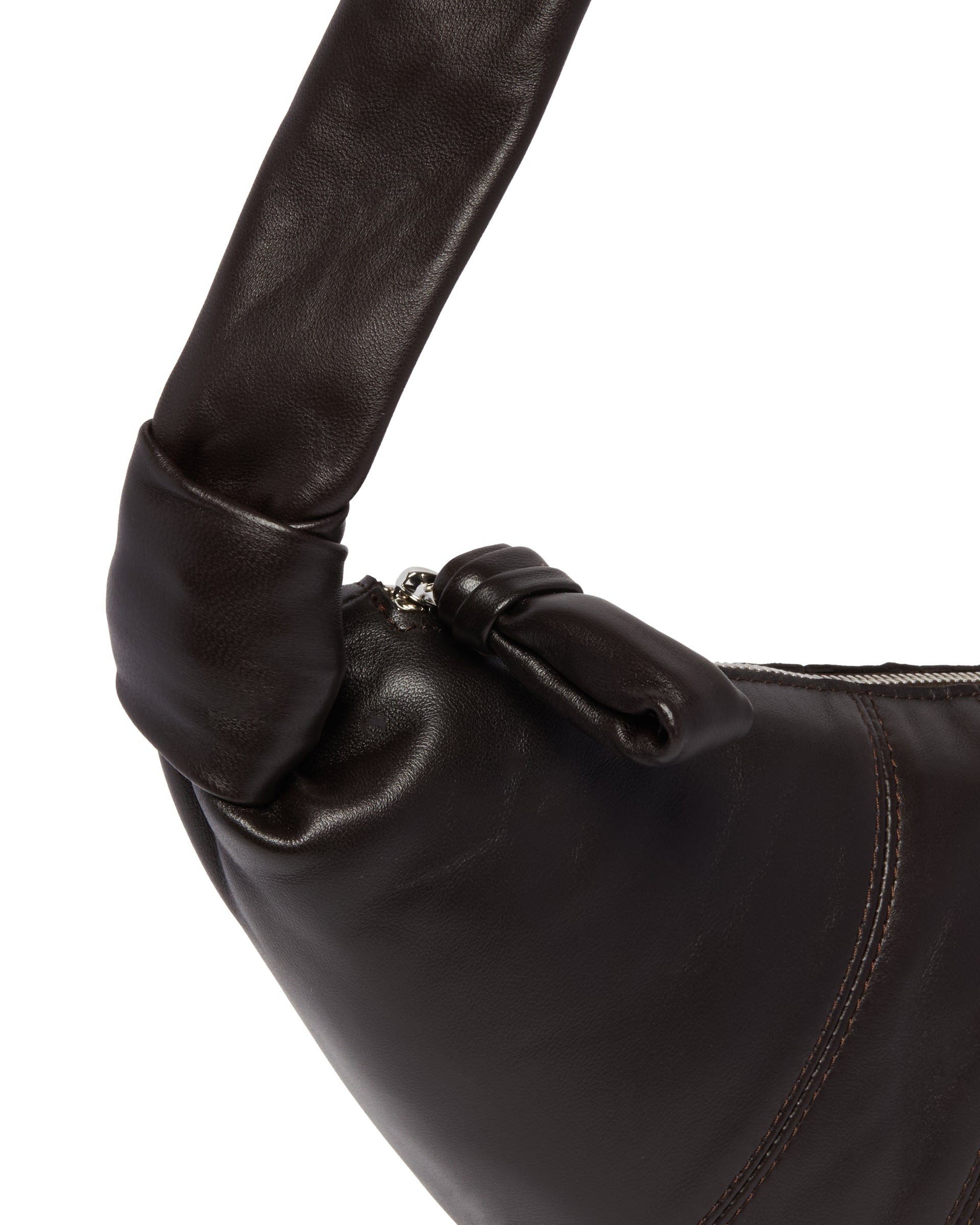 Brown Medium Leather Croissant Bag - 4
