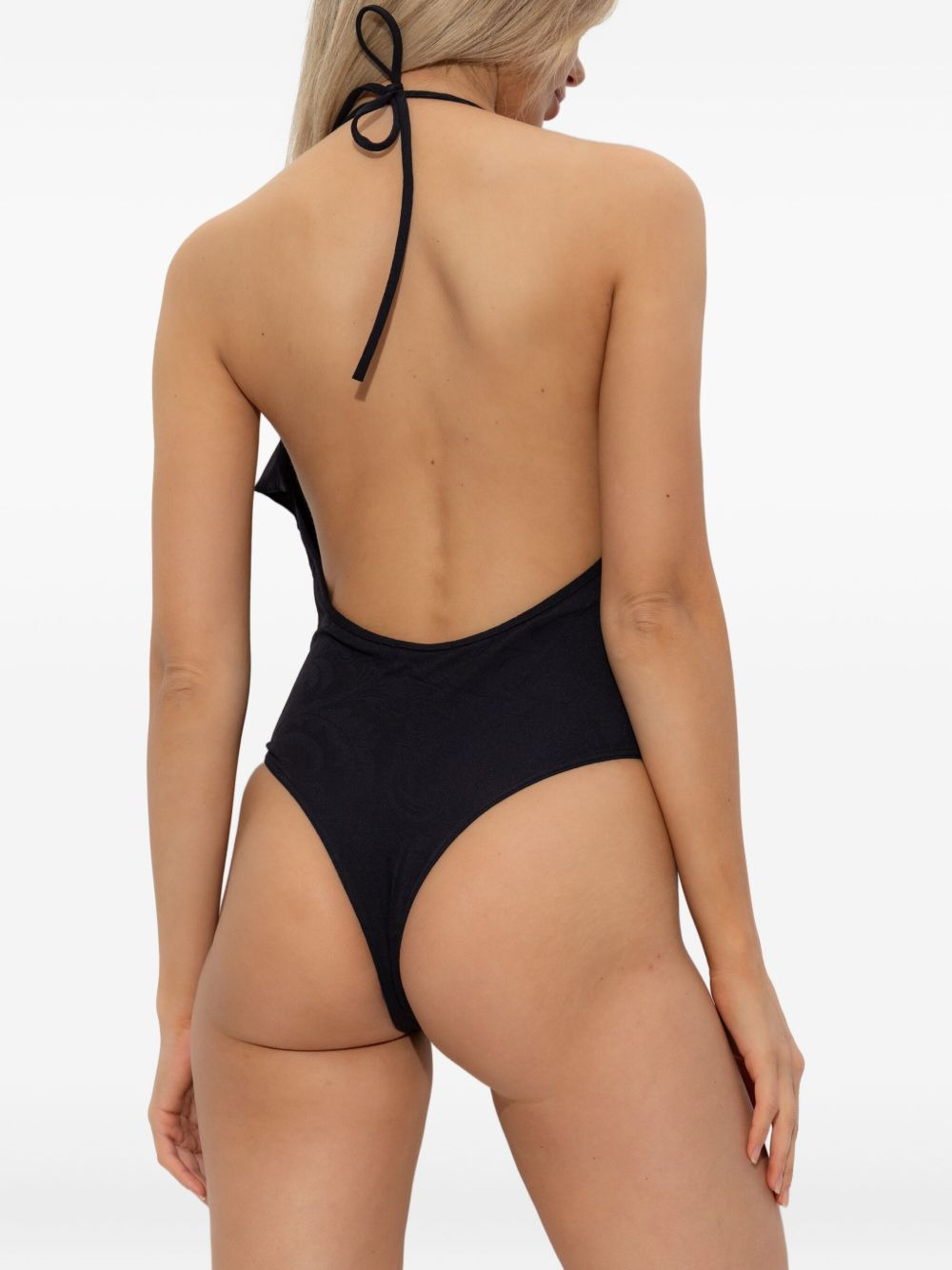 ruffled halterneck swimsuit - 4