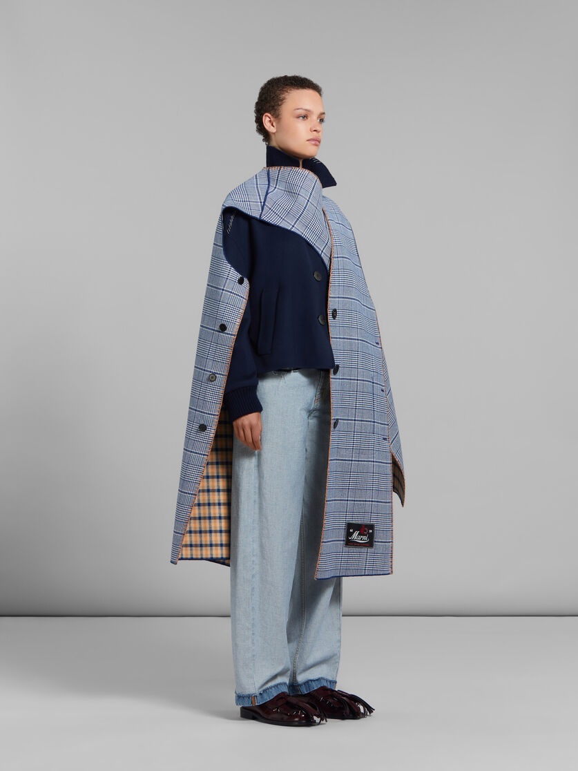 BLUE AND YELLOW CHECKED WOOL REVERSIBLE VEST - 6