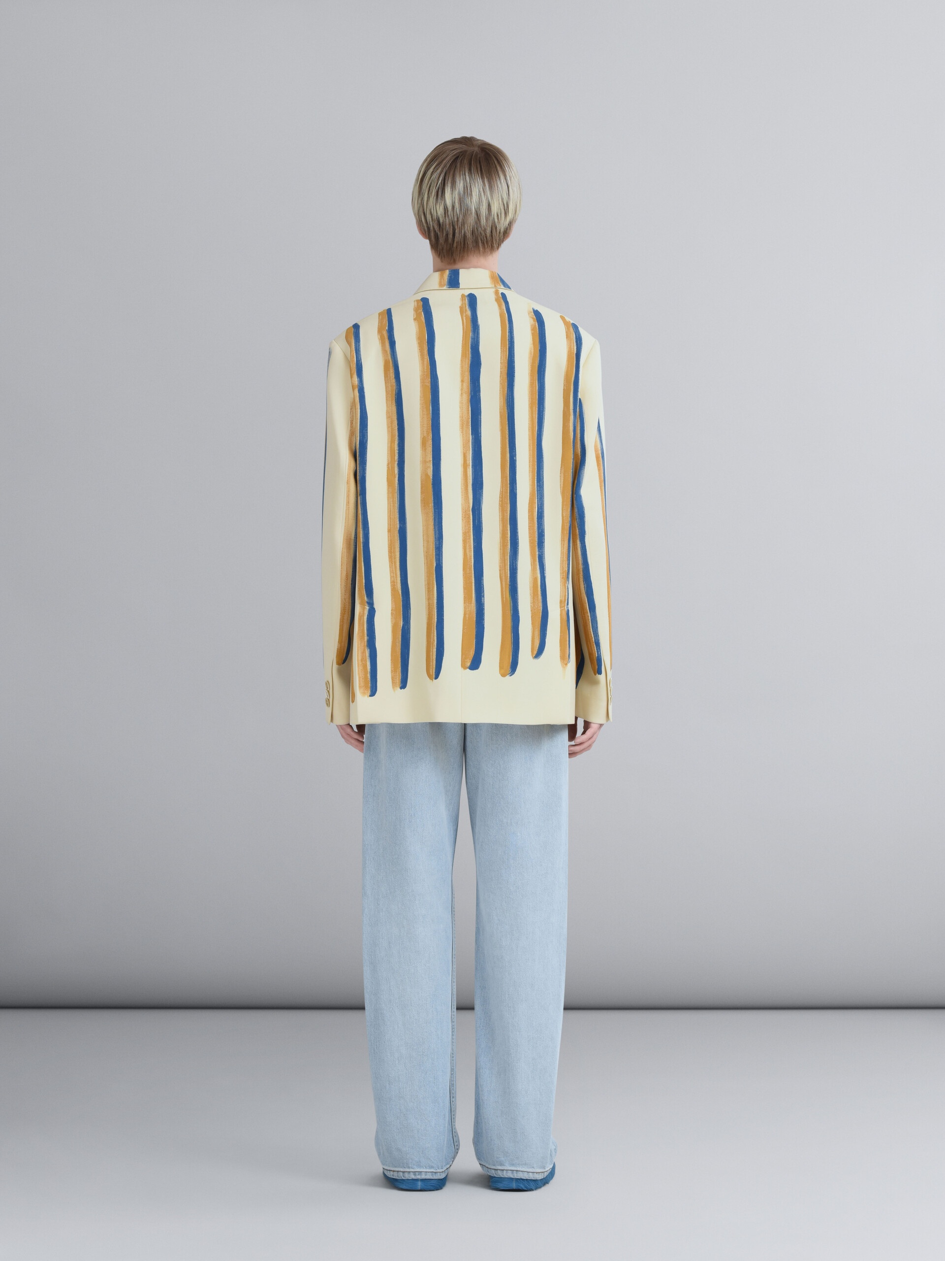 WATERCOLOUR STRIPE GRAIN WOOL BLAZER - 3
