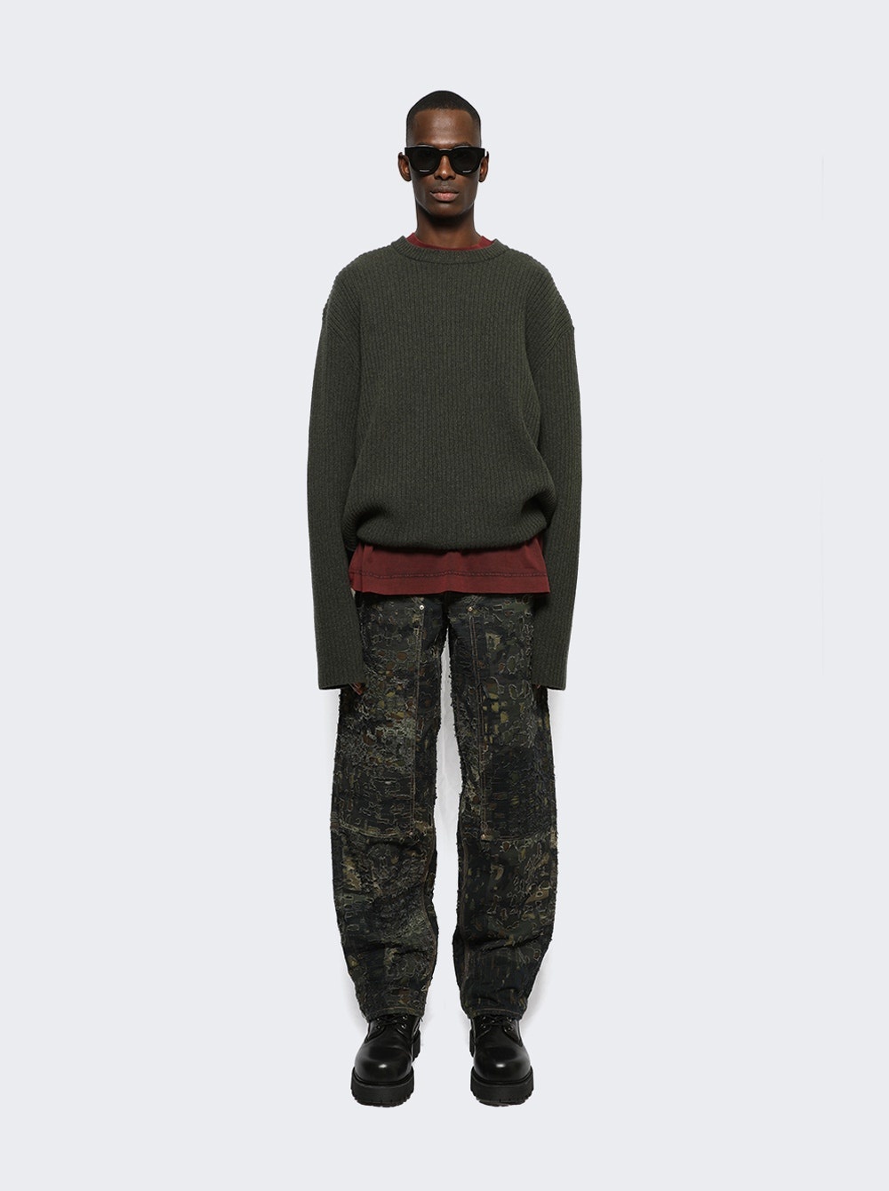 Oversized Crewneck Sweater Military Green - 2