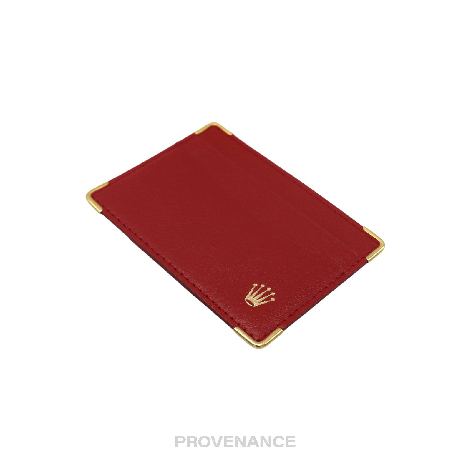Rolex Card Holder Wallet - Red Calfskin Leather - 4