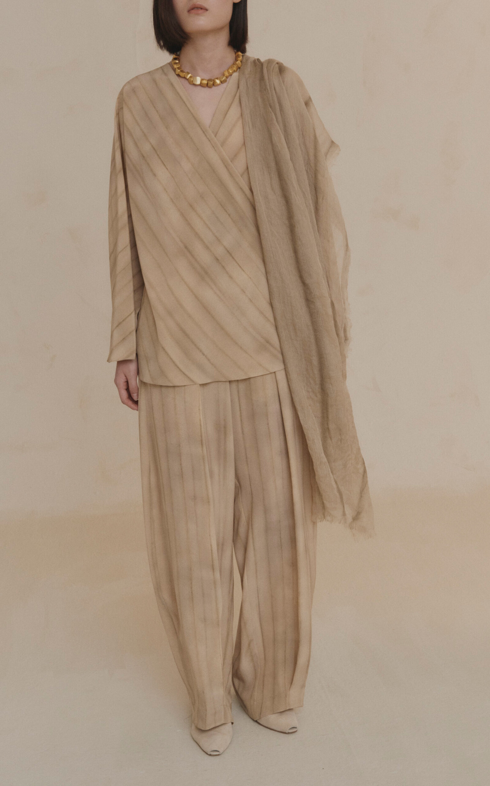 Fedra Striped Silk Wide-Leg Pants stripe - 4
