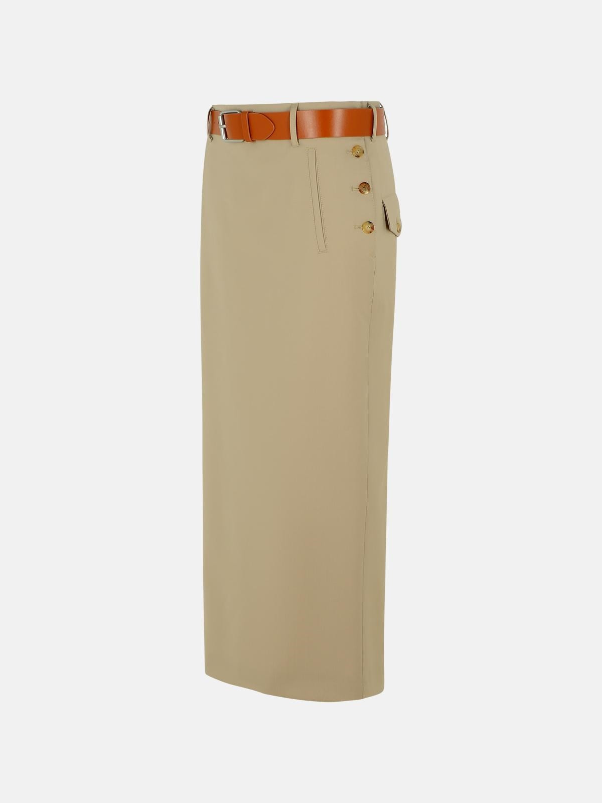 BEIGE VIRGIN WOOL SKIRT - 2