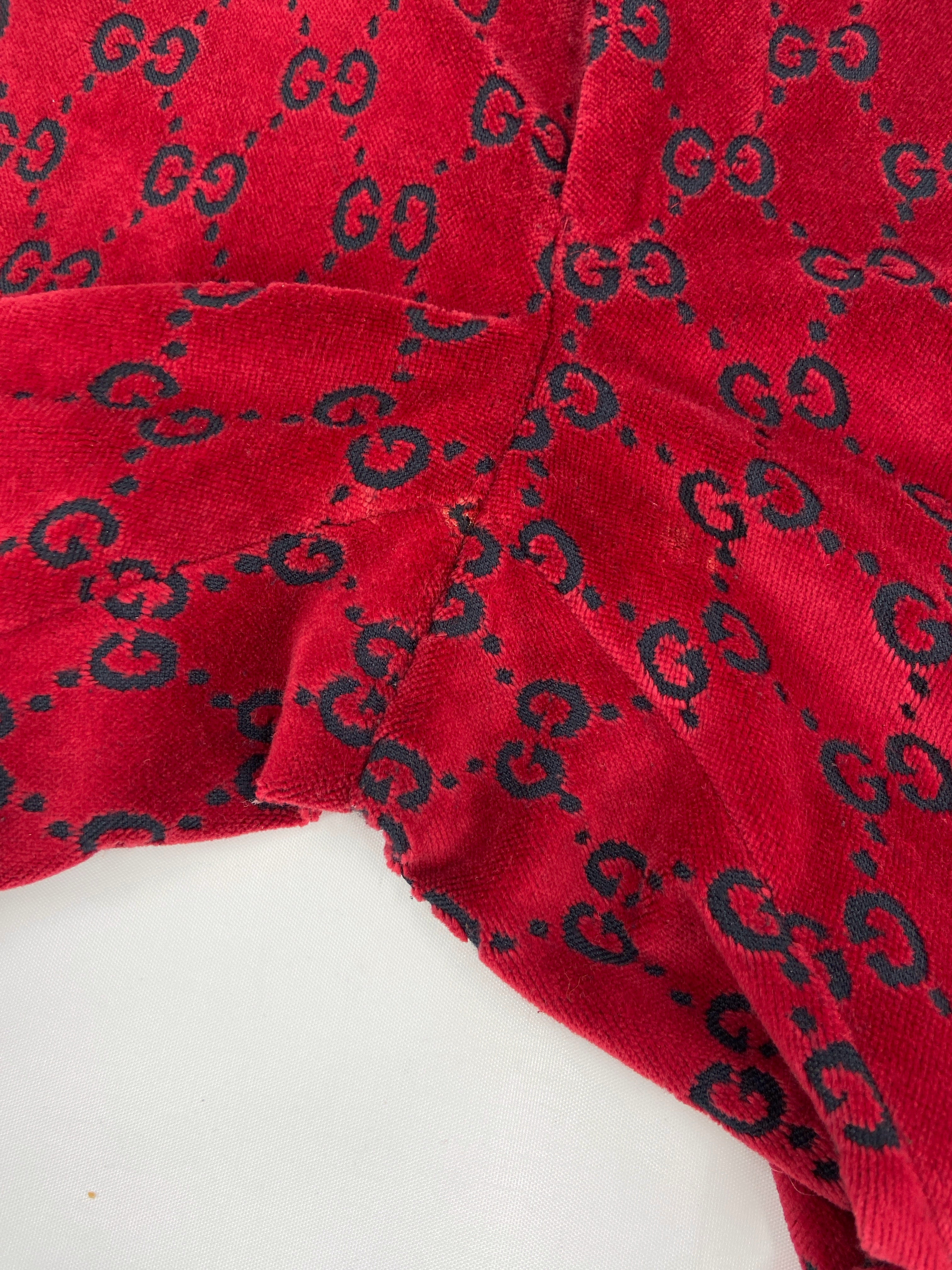 Gucci Fall 1997 Tom Ford Men’s Red Monogram Velvet Trousers Pants 48 - 13