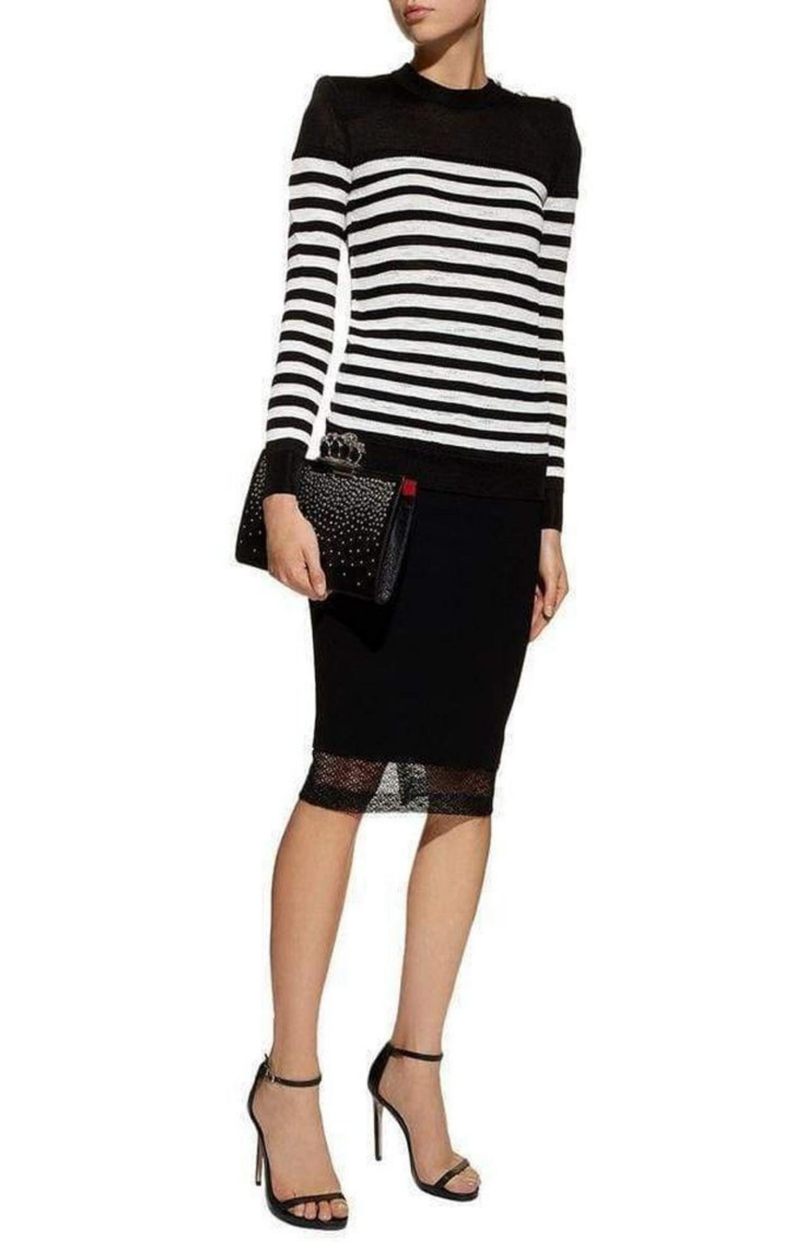 Crew Neck Stripe Long Sleeve Jumper - 7
