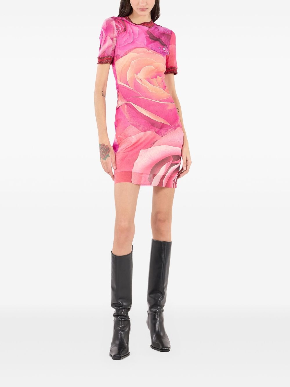 rose-print mini dress - 2