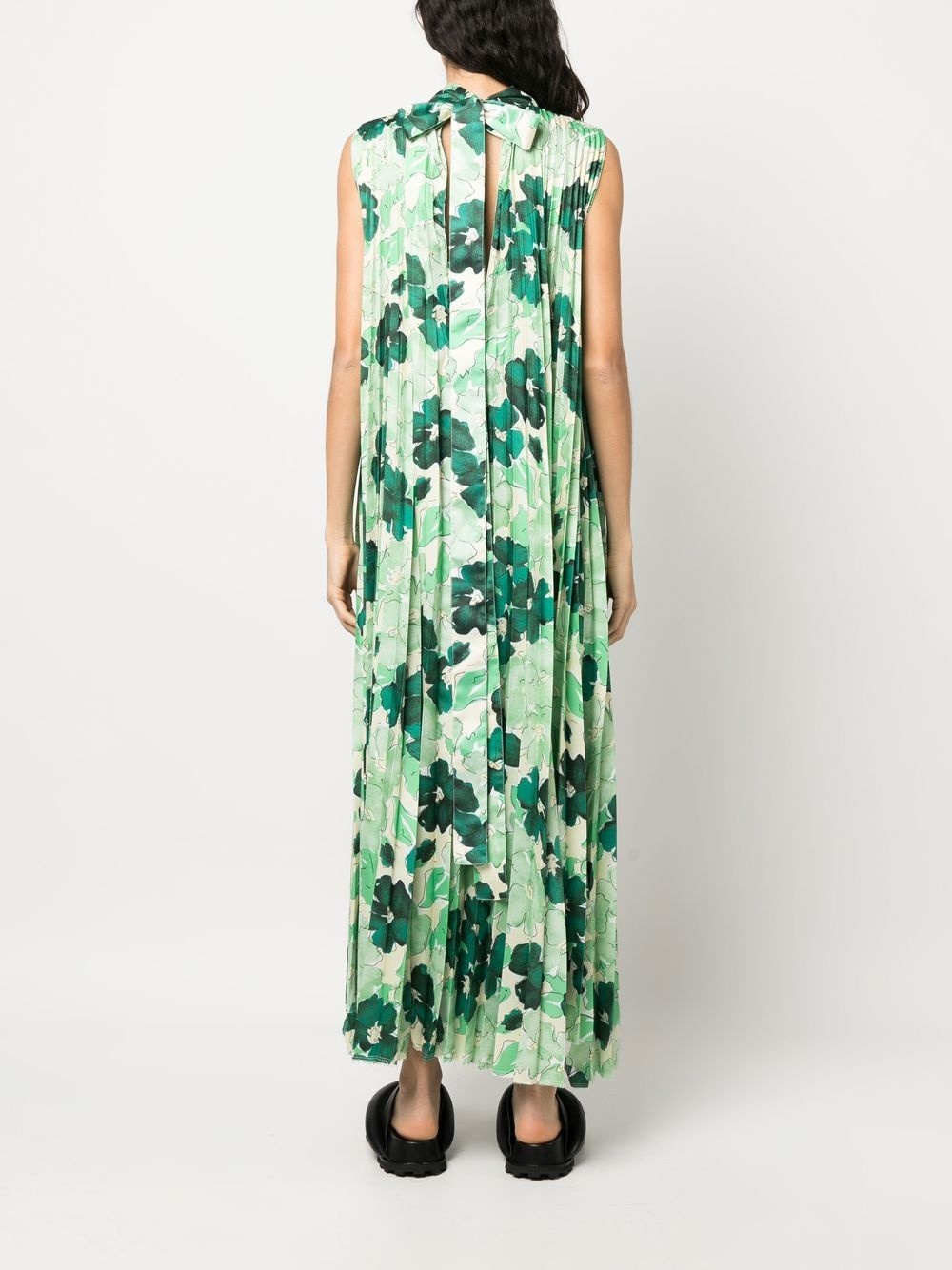 floral-print pleated long dress - 4