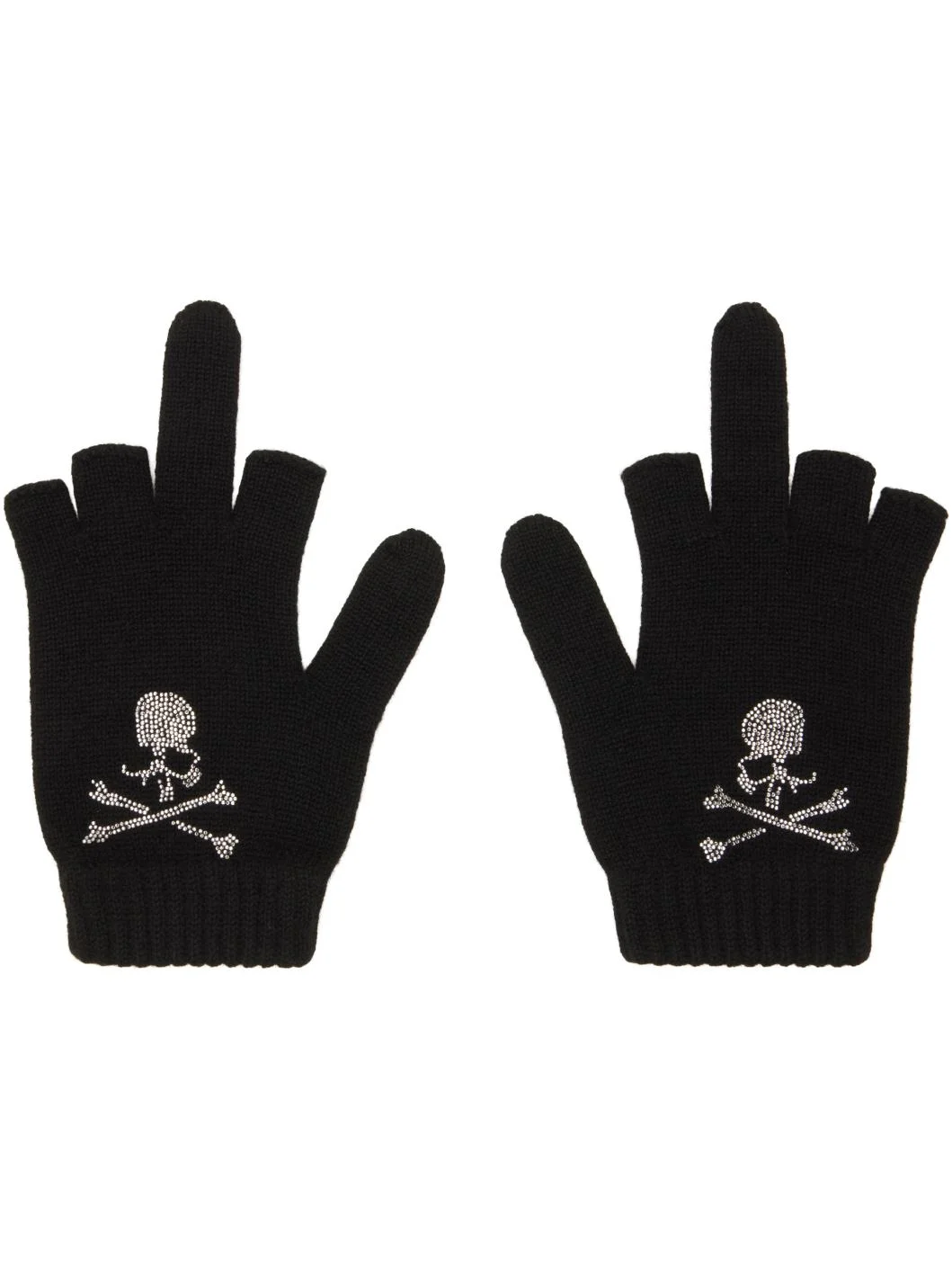 Black Open Fingered Gloves - 1