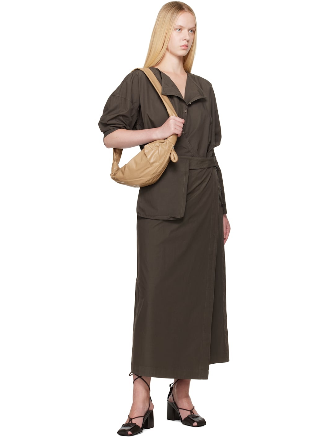 Brown Short Sleeve Twisted Shirt - 5