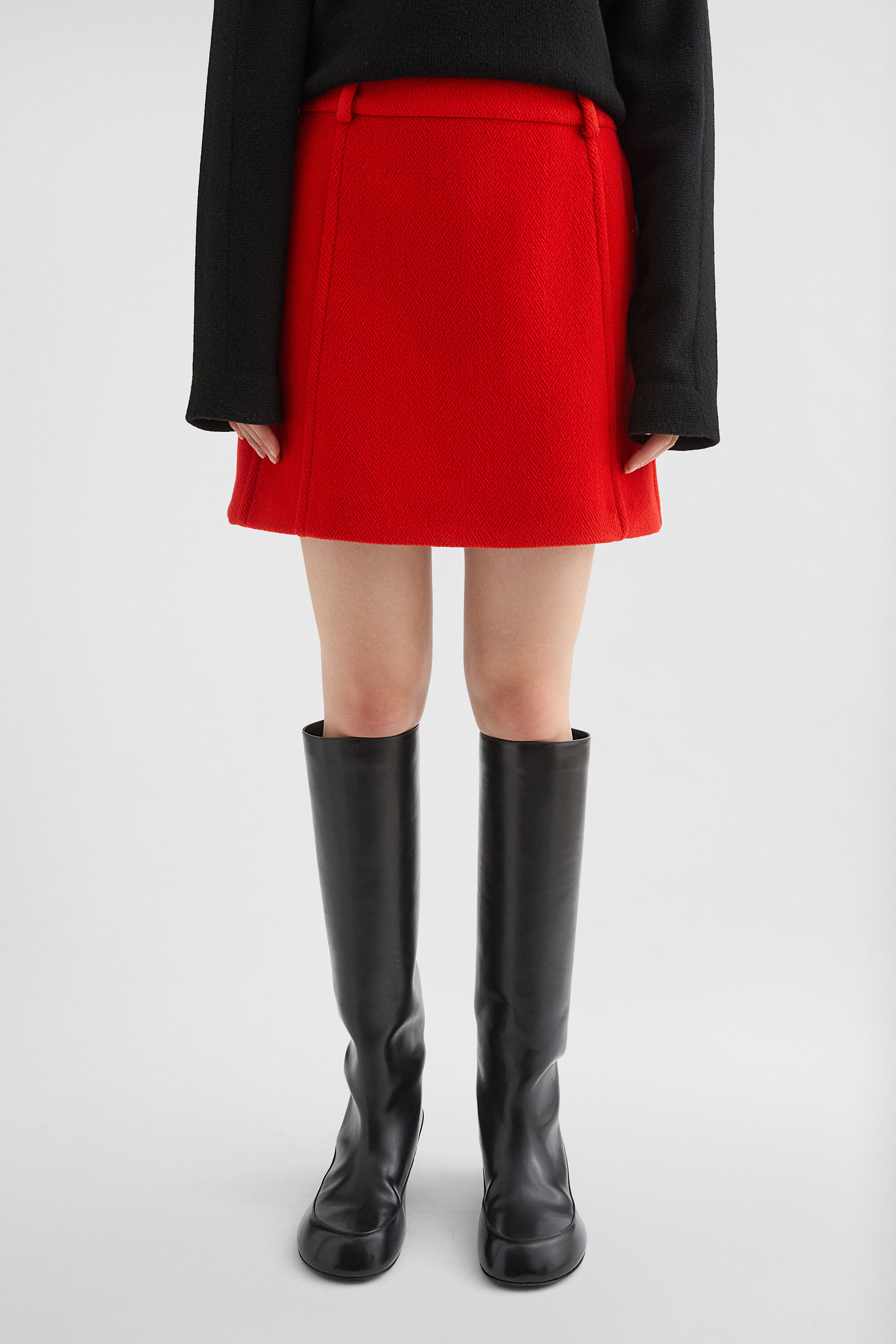 Wool Chevron Mini Skirt - 7