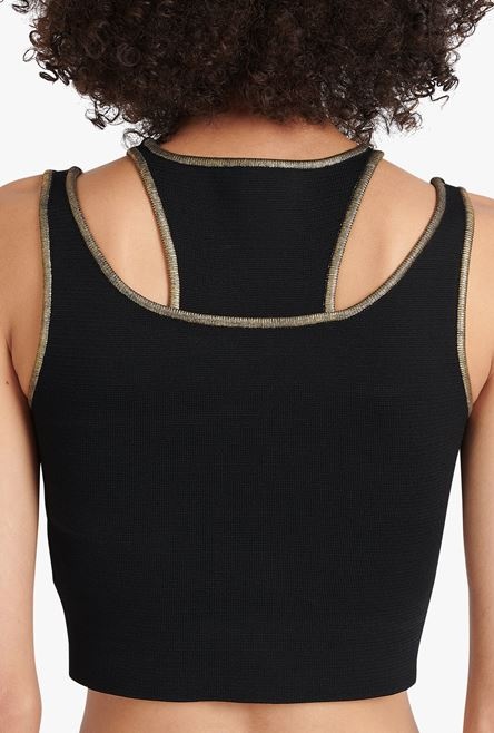 Black and gold knit crop top - 8