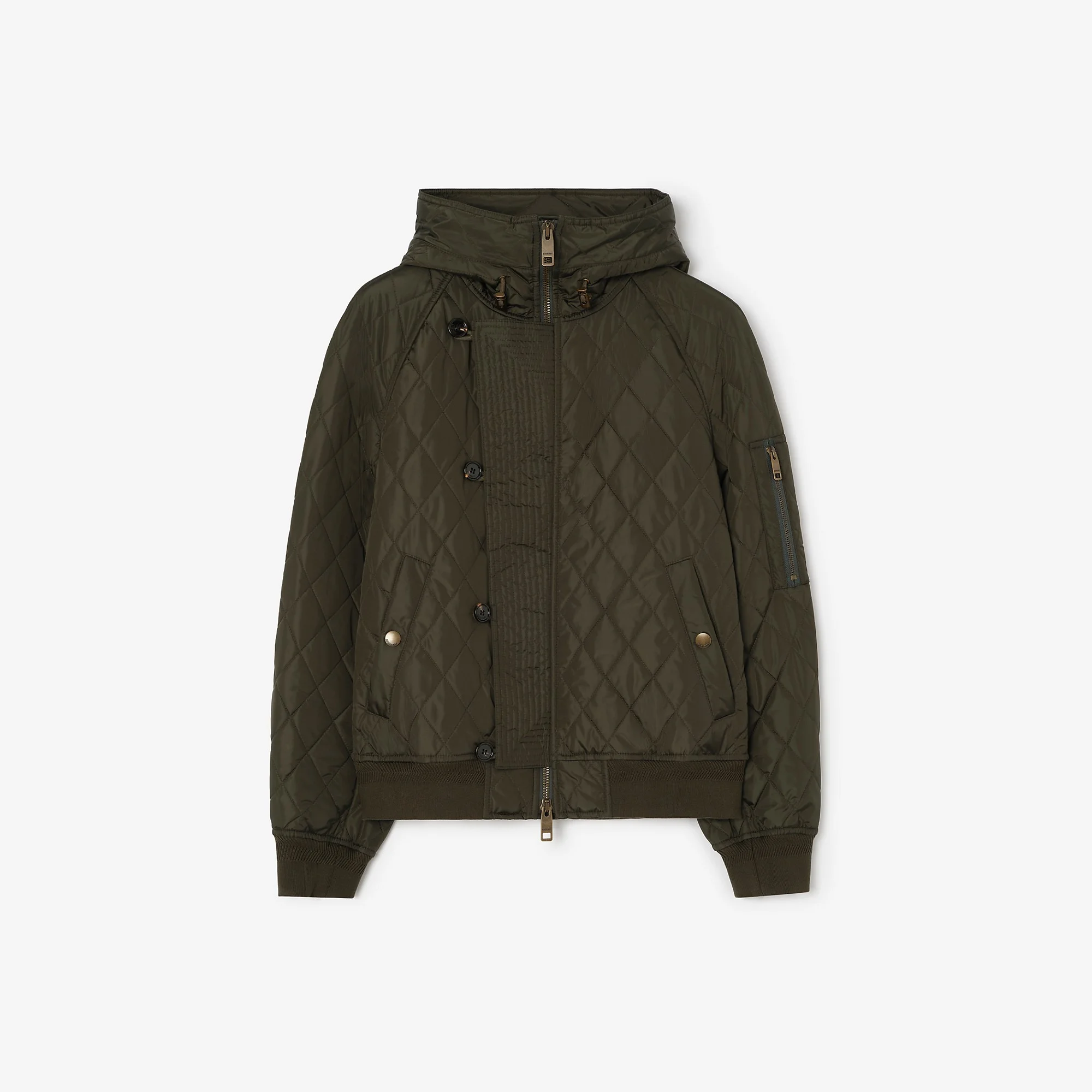 Hooded Quilted Nylon Bomber Jacket - 1