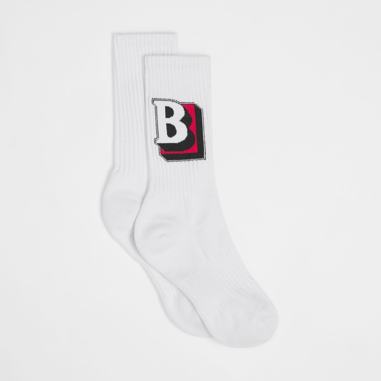 Letter Graphic Intarsia Cotton Blend Socks - 4