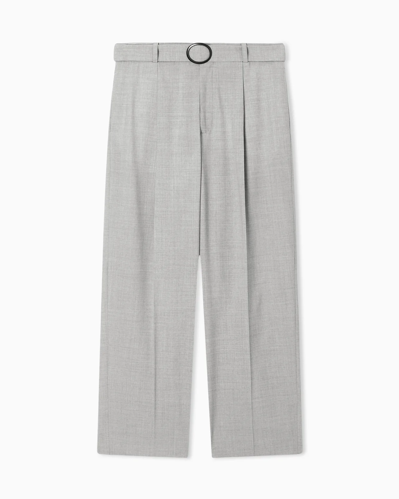 TROUSERS WITH PLEATS AND BELT IN STRETCH WOOL CANVAS - 1