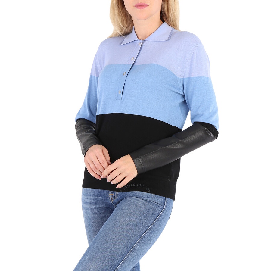 Burberry Ladies Blue Long Sleeve Polo Shirt - 6