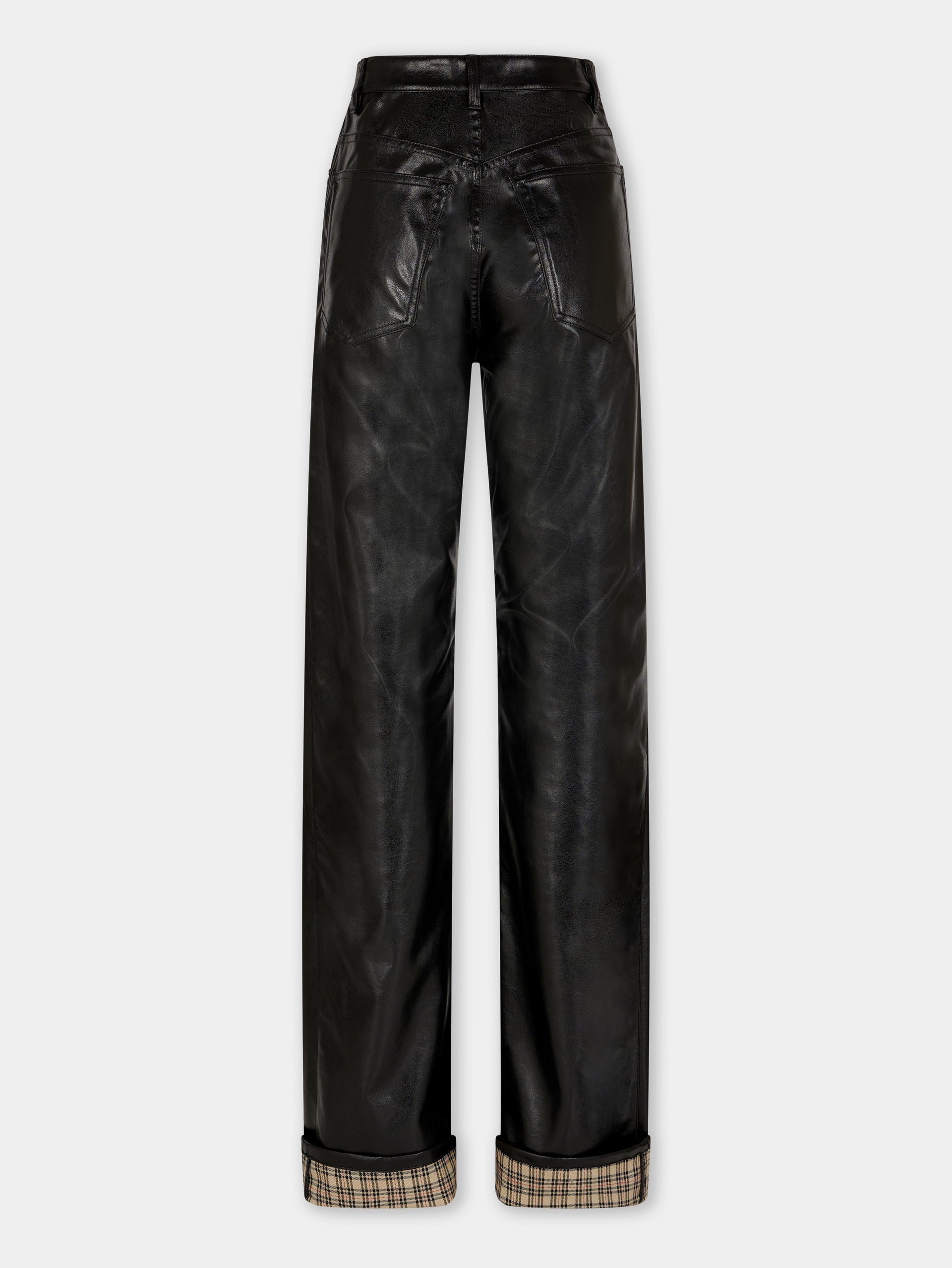BLACK FLARED TROUSERS IN IMITATION LEATHER - 8