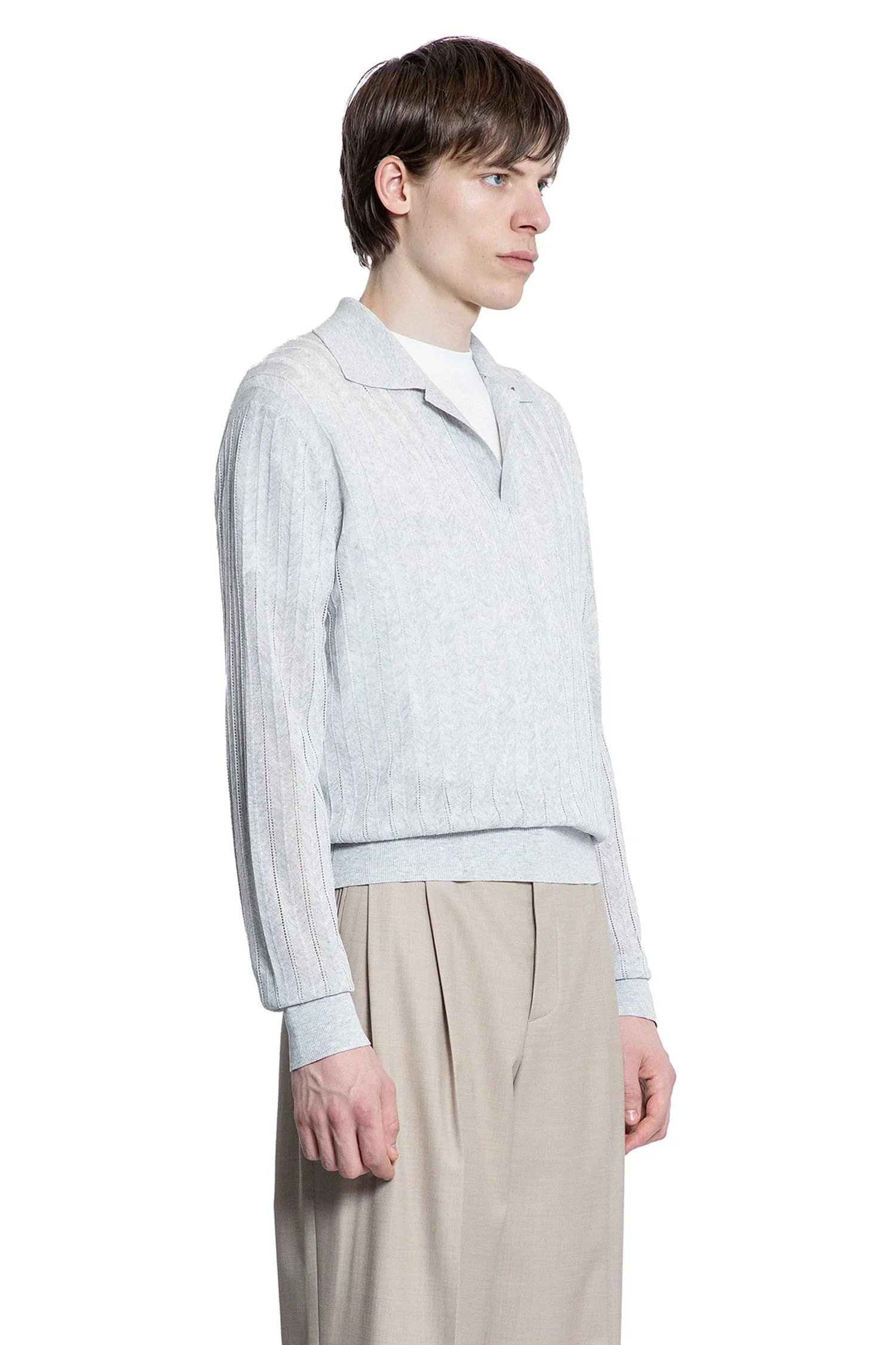 Lace-Rib-Sheer-Knit-Polo - 2