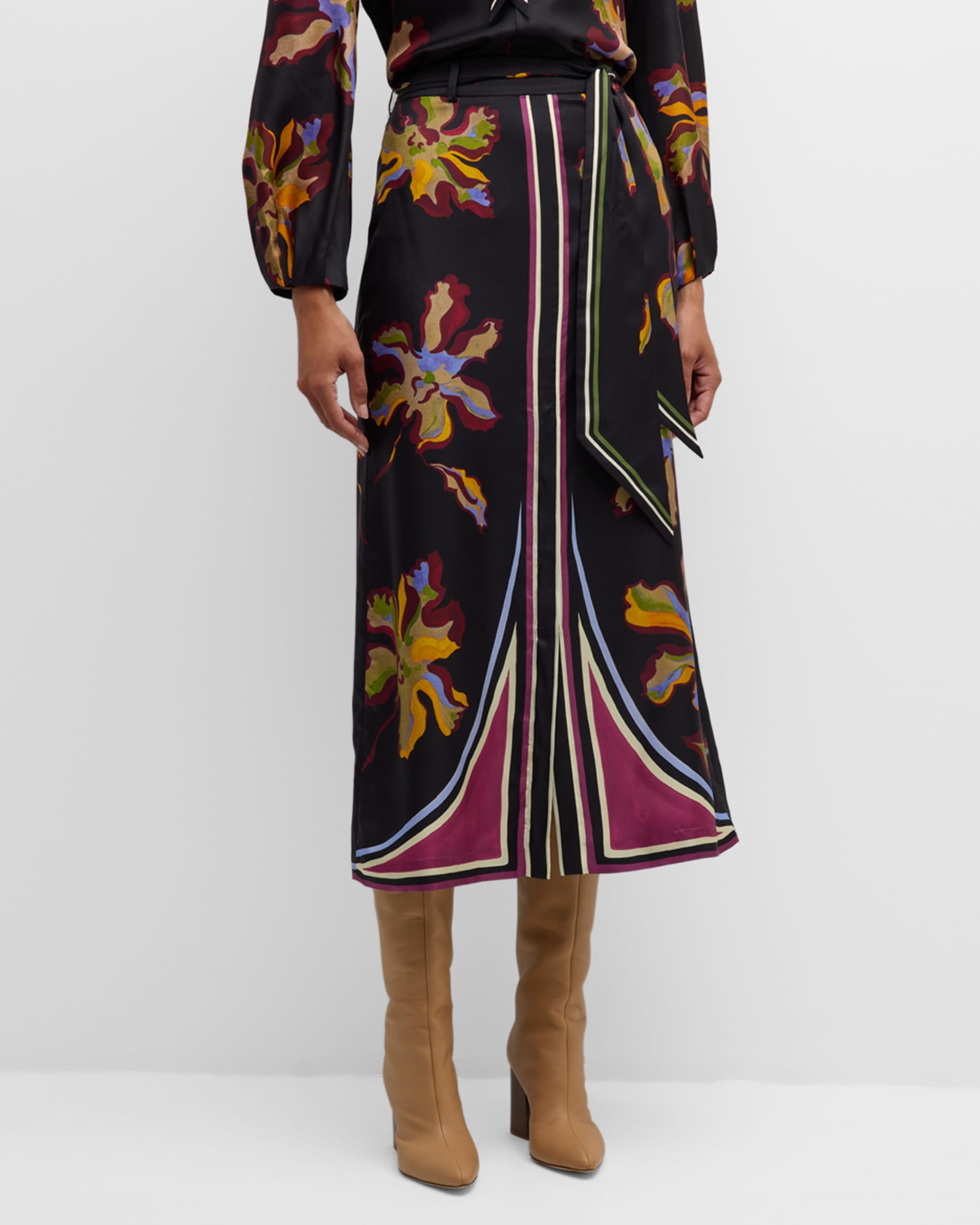 Floral Seduction Printed A-Line Midi Skirt - 2