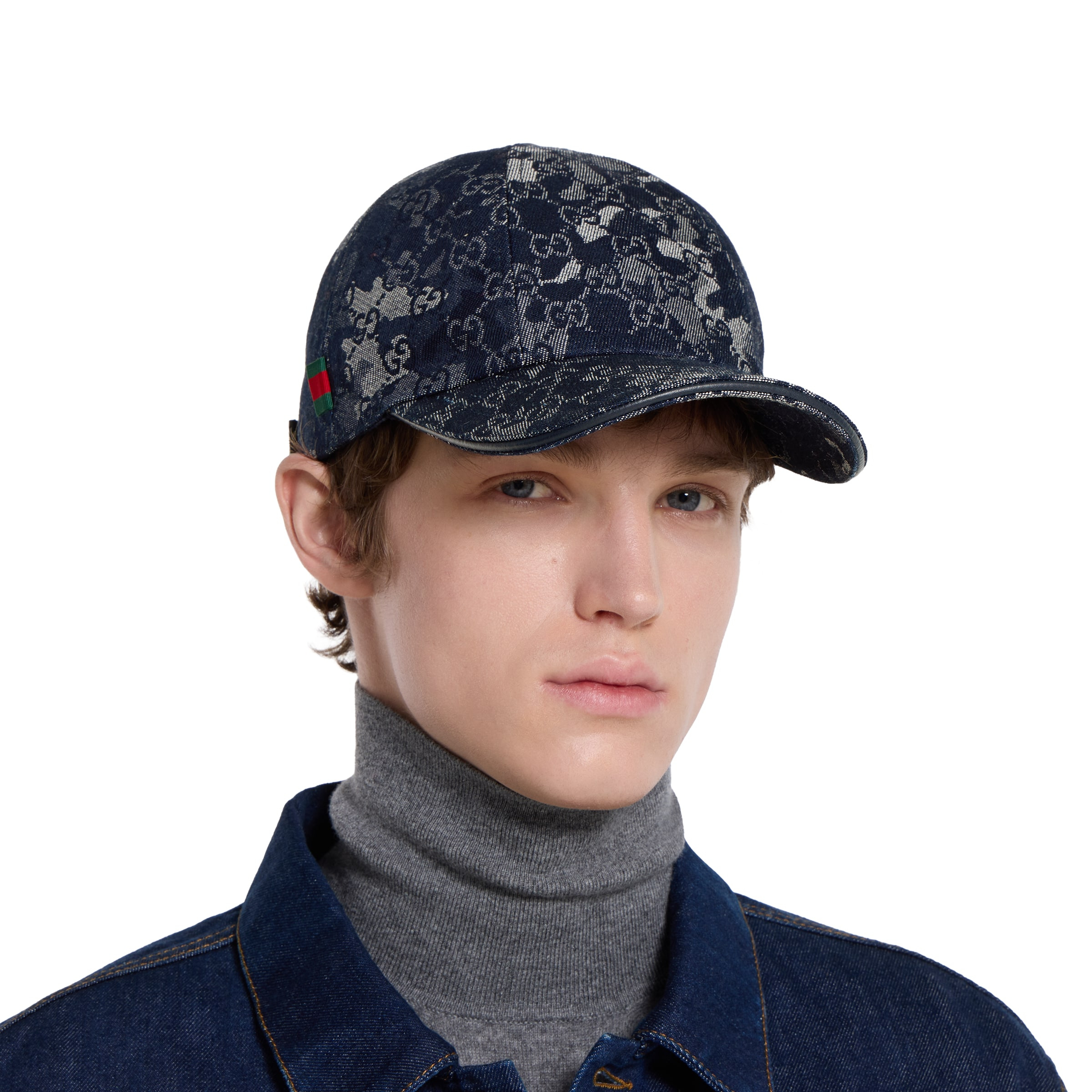 GG denim baseball hat with Web - 3