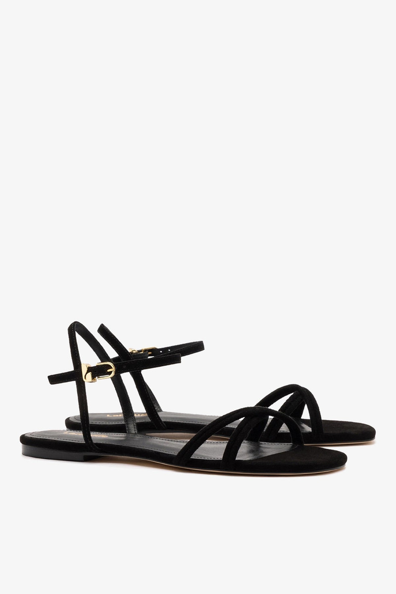 Annie Sandal Ankle Tie In Black Leather 3