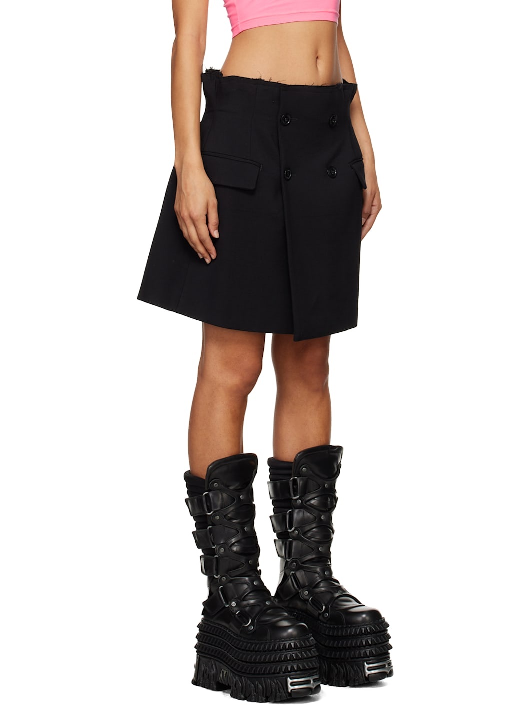 Black Deconstructed Tailored Miniskirt - 2