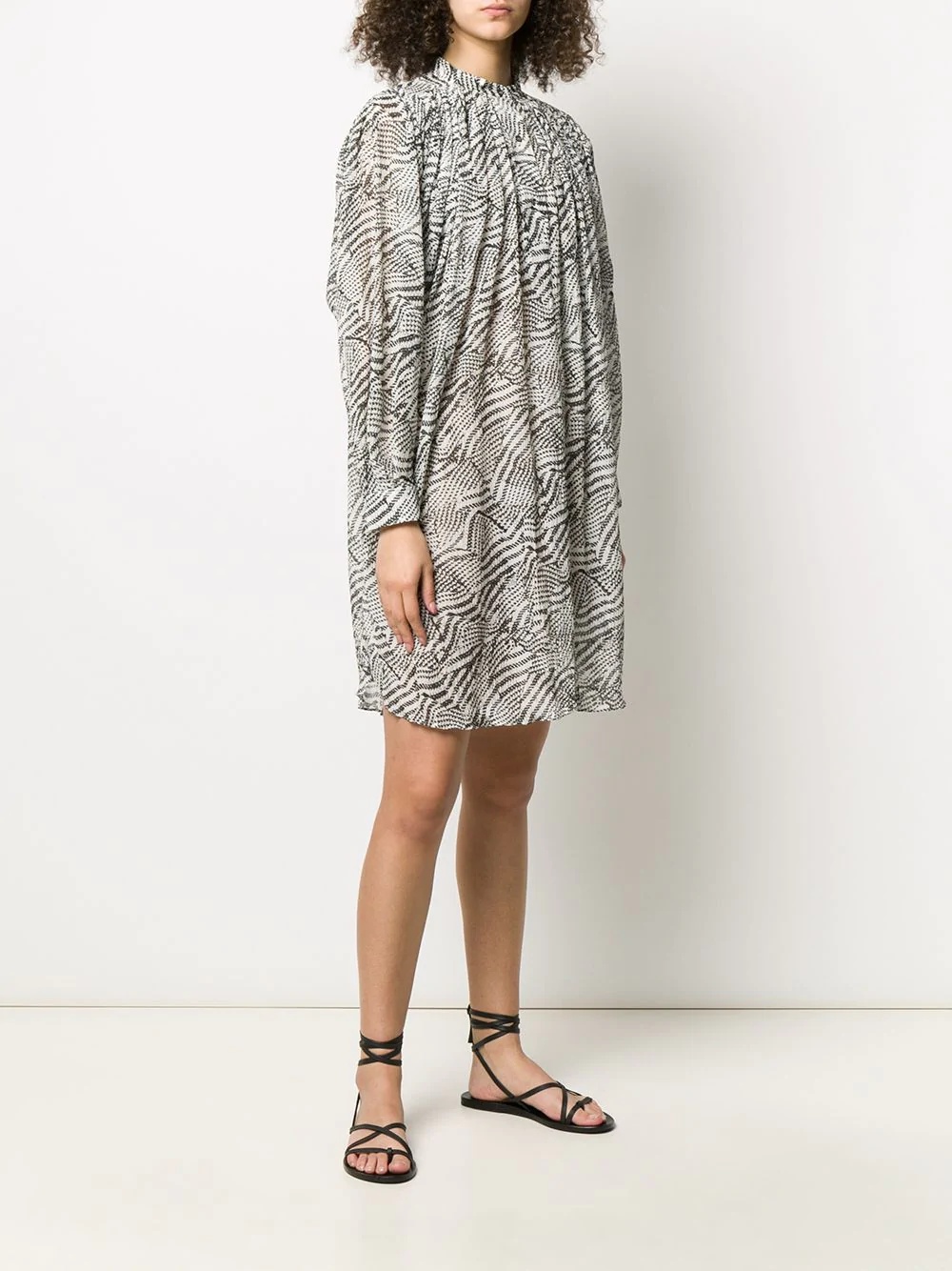 abstract-print gathered shift dress - 3