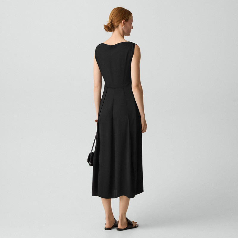 Theory Draped Midi Dress in Washed Twill outlook