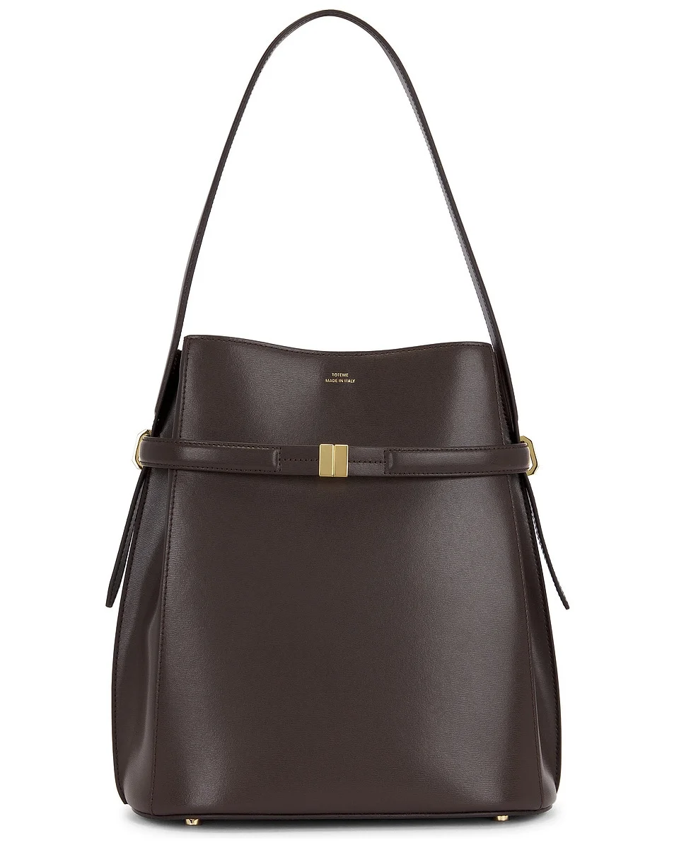 Belted Leather Bucket Bag - 1