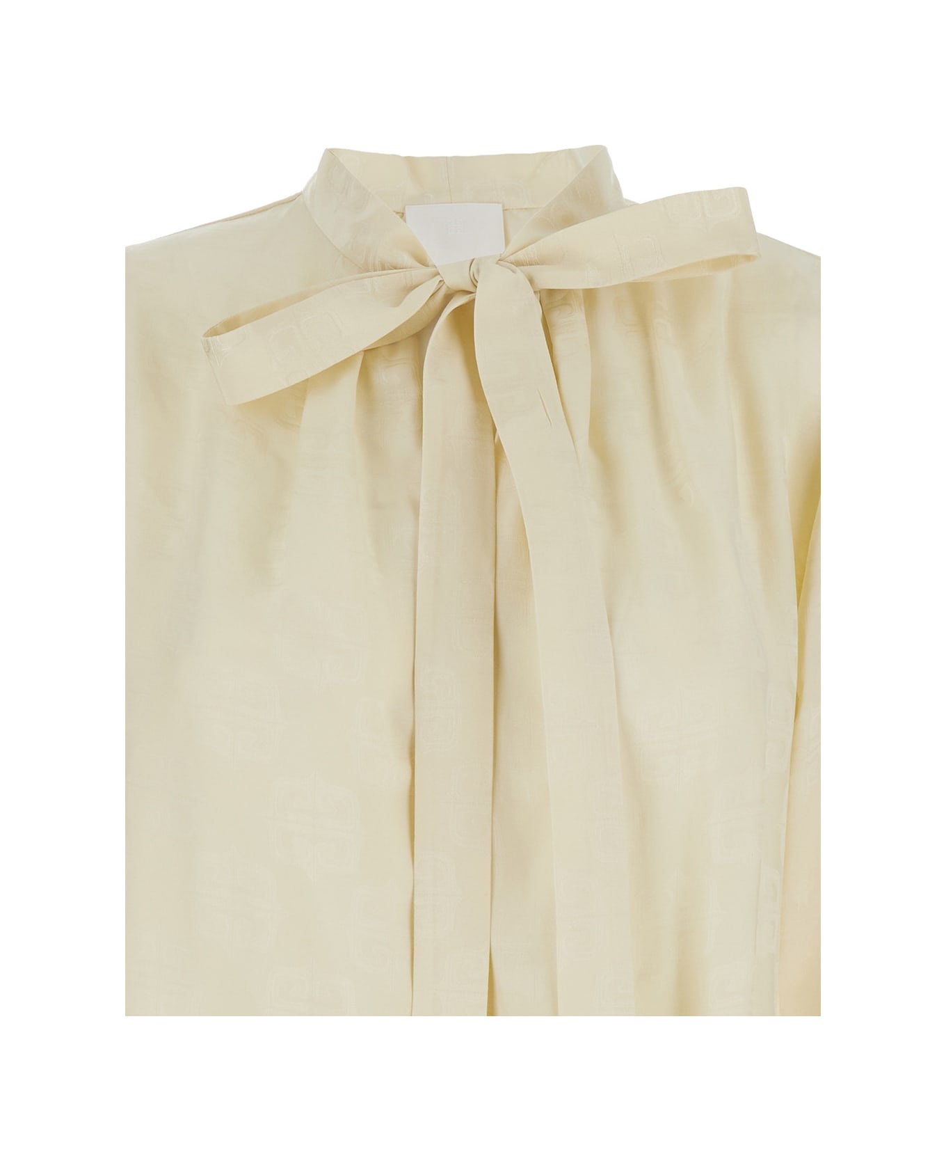 Beige Pussy Bow Blouse In Blend Silk Woman - 3