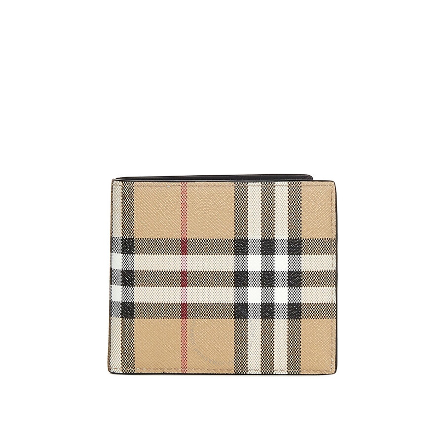 Burberry Archive Beige Men's Vintage Check Bi-Fold Coin Wallet - 1