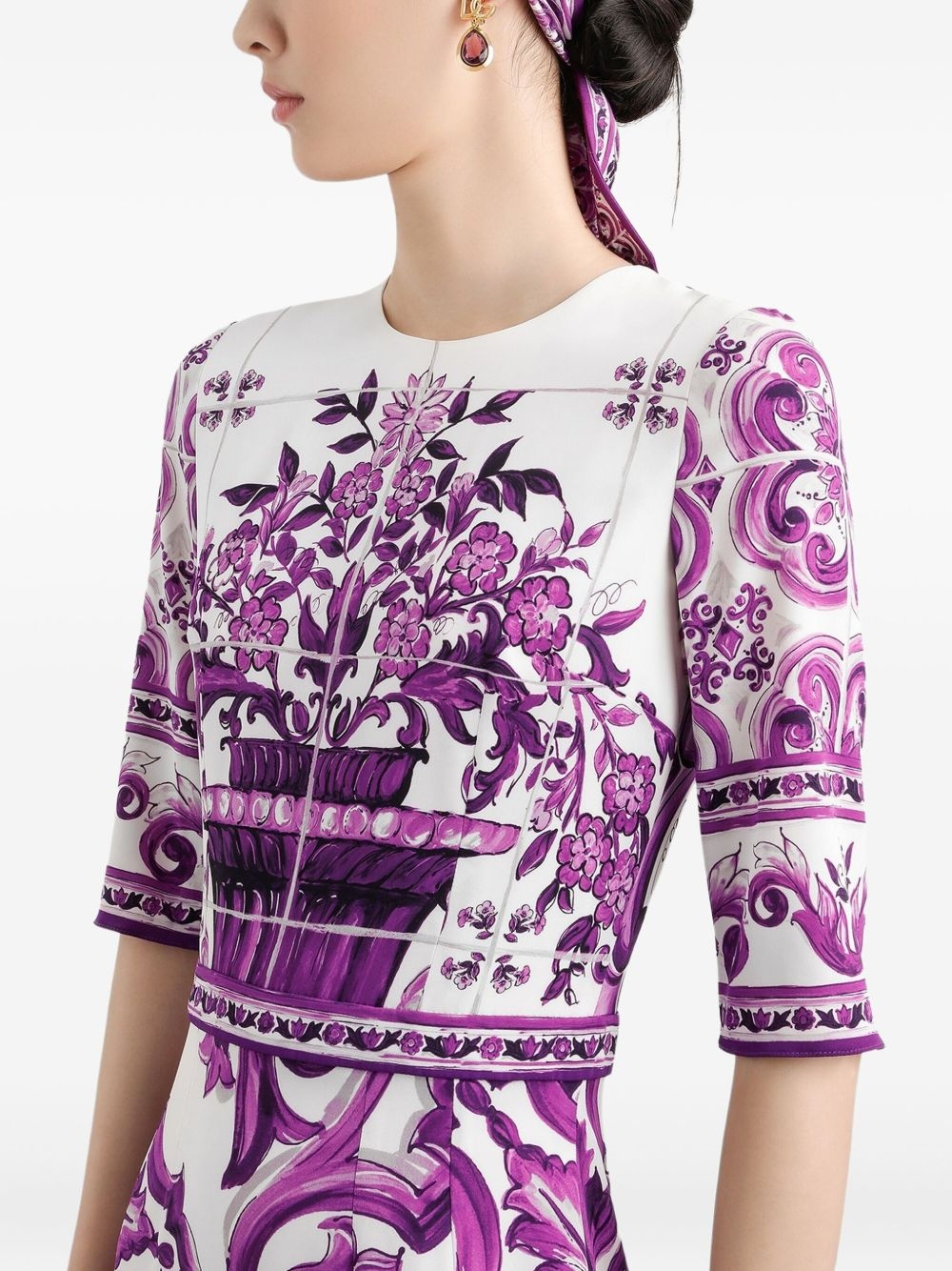 Maiolica-print midi dress - 4