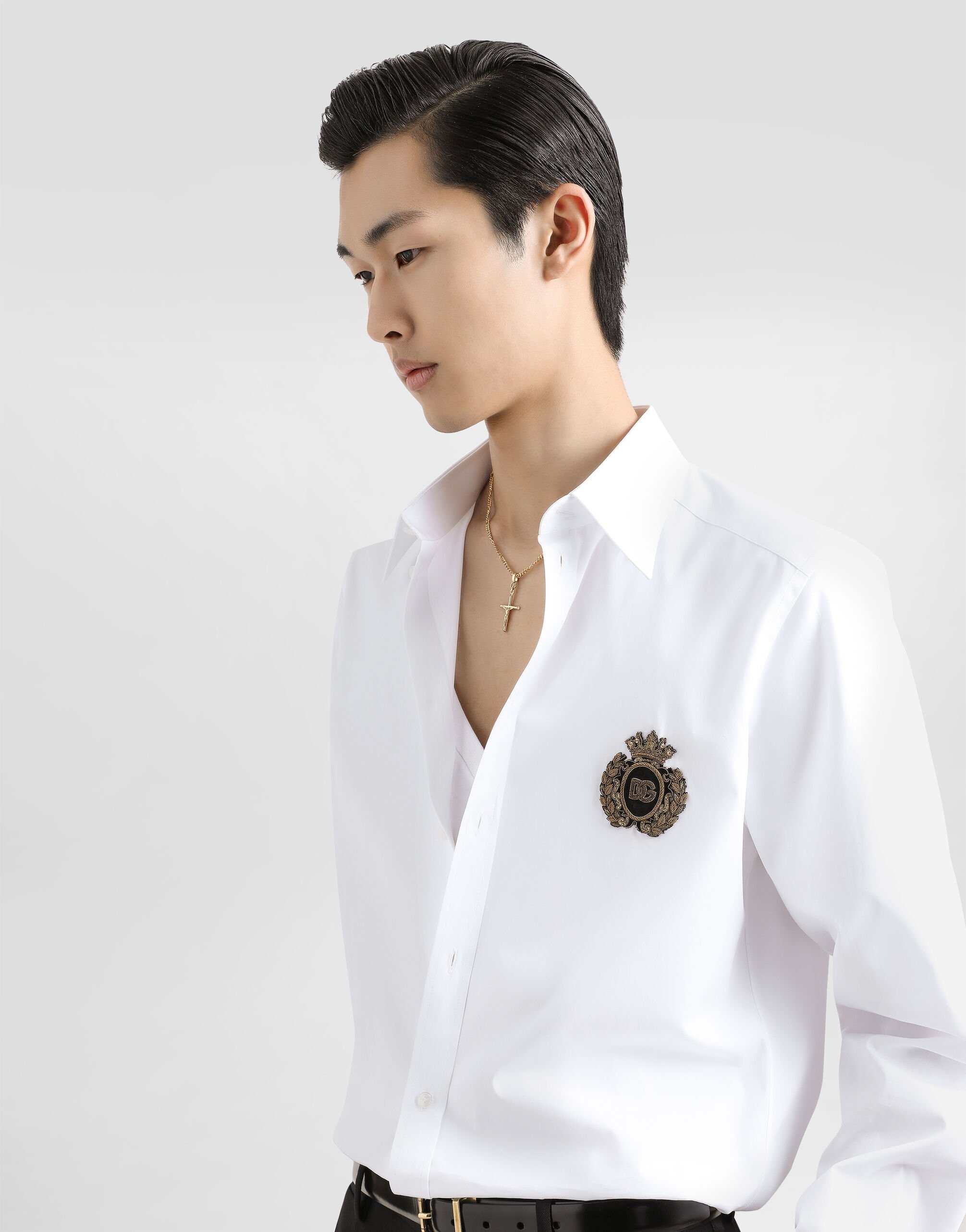 Cotton shirt with heraldic patch - 4