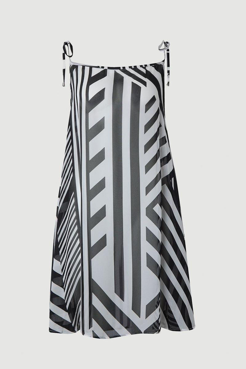 KAREN MILLEN Viscose Georgette Mono Stripe Beach Skirt outlook