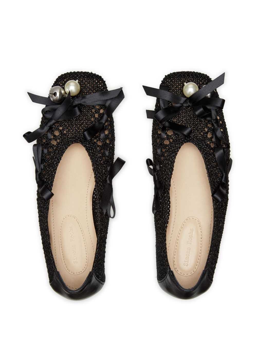 bell-charm crochet ballerina shoes - 5