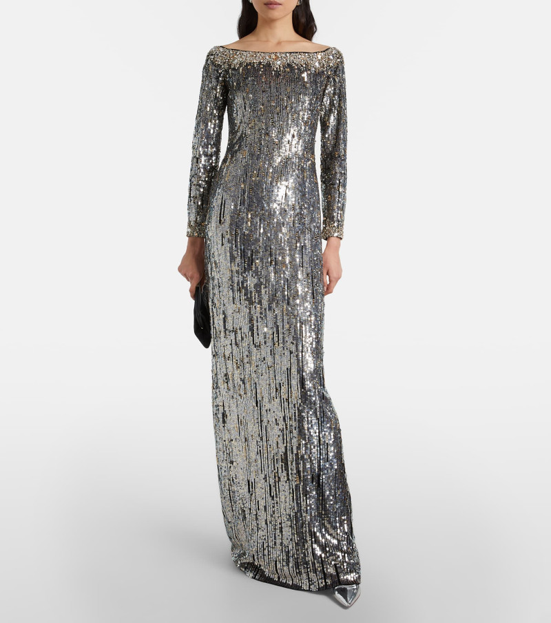 JENNY PACKHAM Marine sequined off-shoulder gown outlook