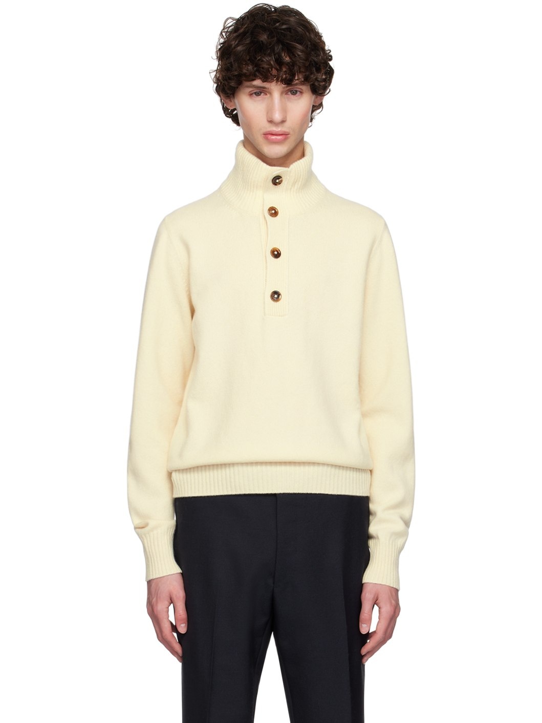 Off-White Button Turtleneck - 1