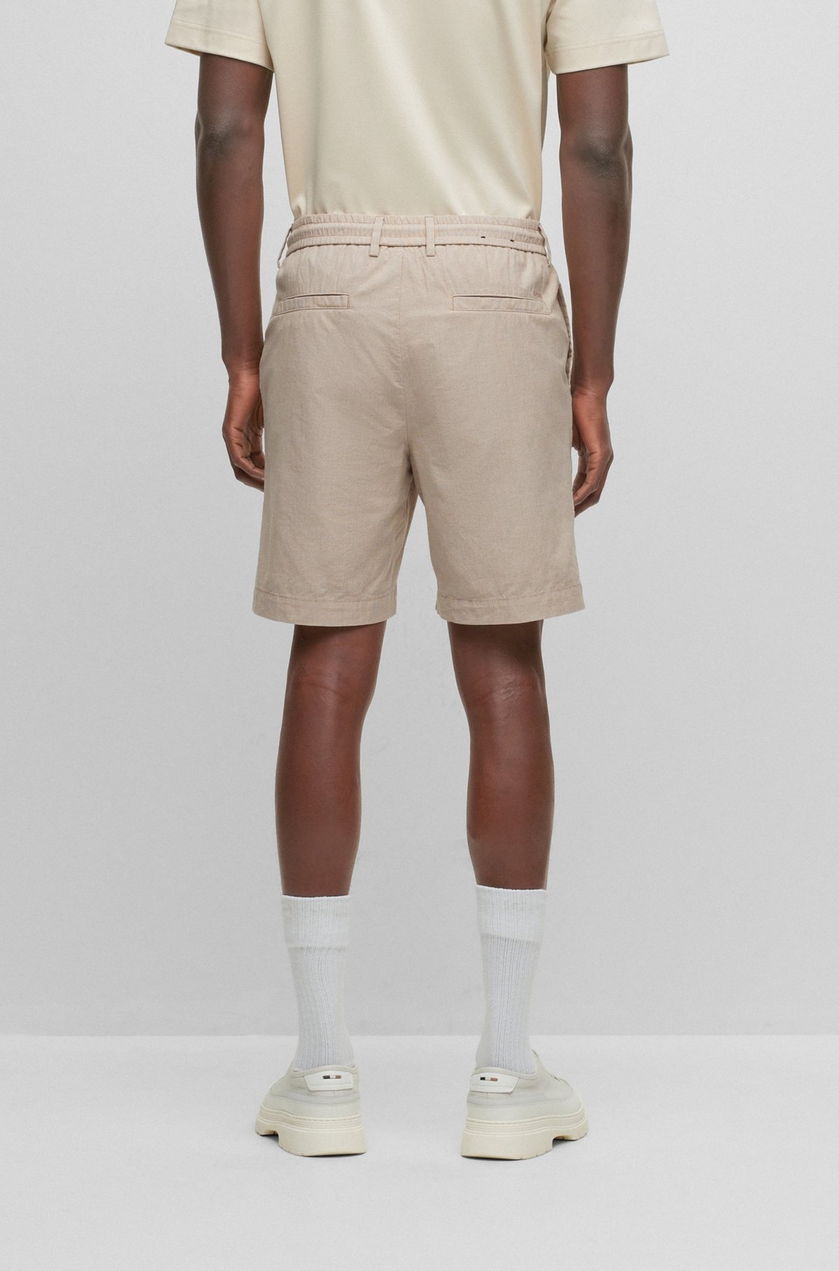 SLIM-FIT SHORTS IN COTTON-BLEND POPLIN - 4