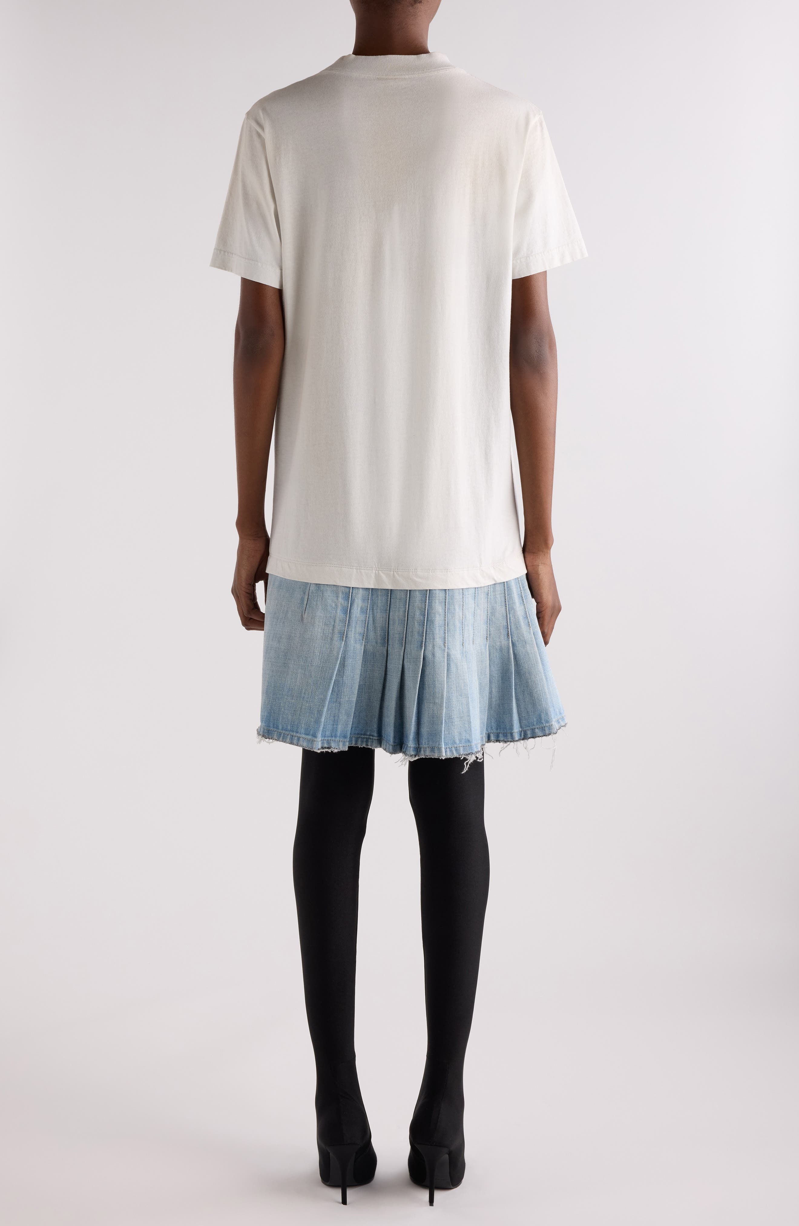 Balenciaga Layered Mixed Media T-Shirt Dress in 4200 Light Blue at Nordstrom - 2