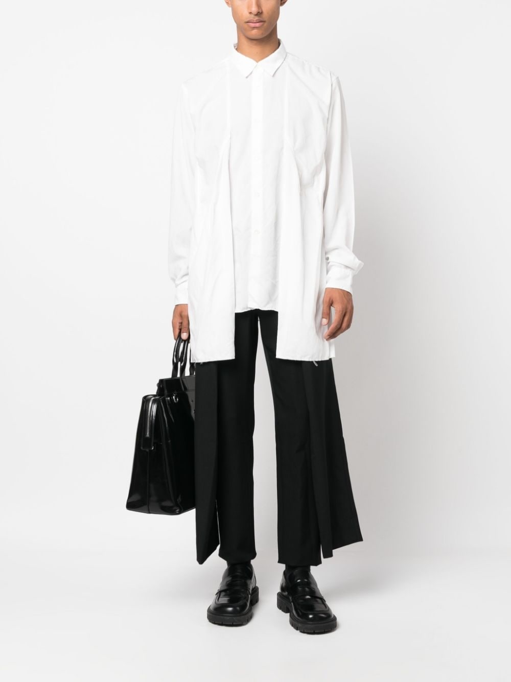 draped-panel slim-fit wool trousers - 2