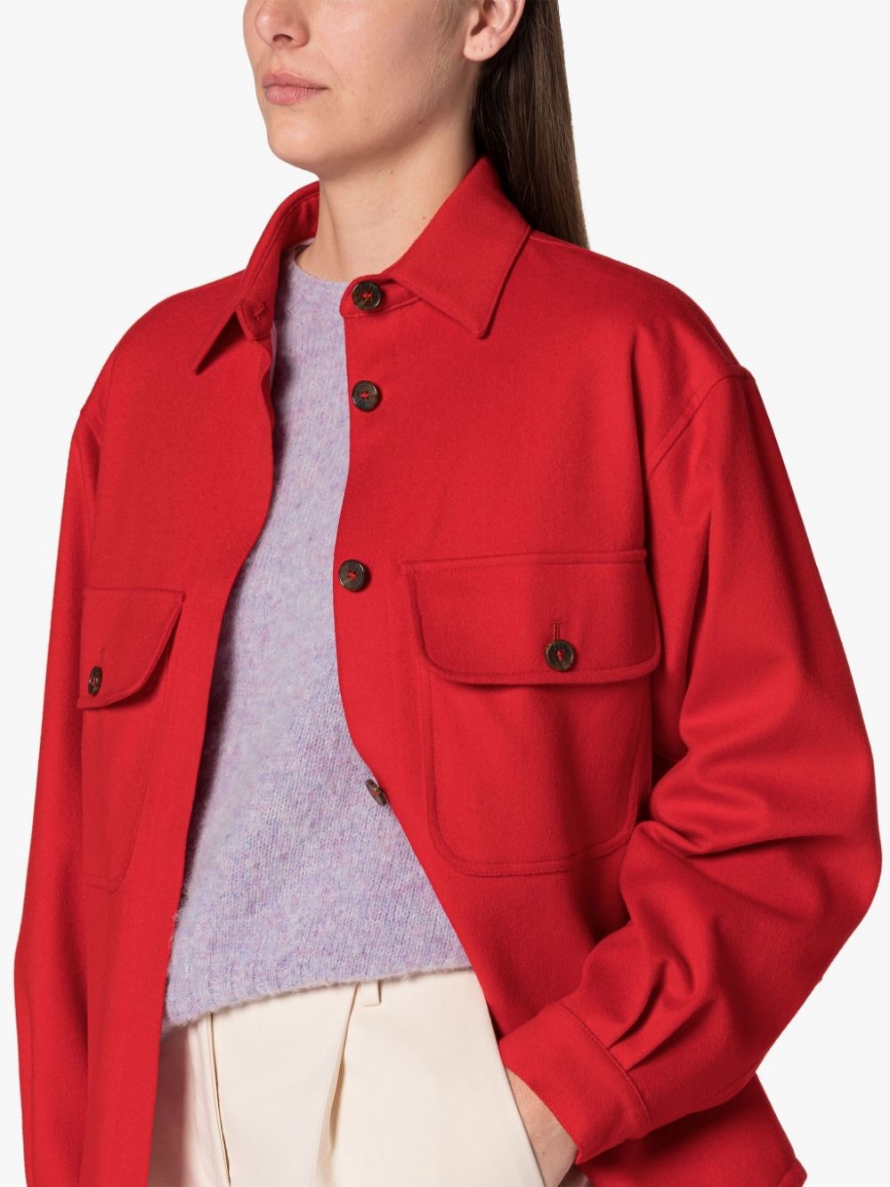 LORRIANE SCARLET COTTON OVERSHIRT JACKET - 6