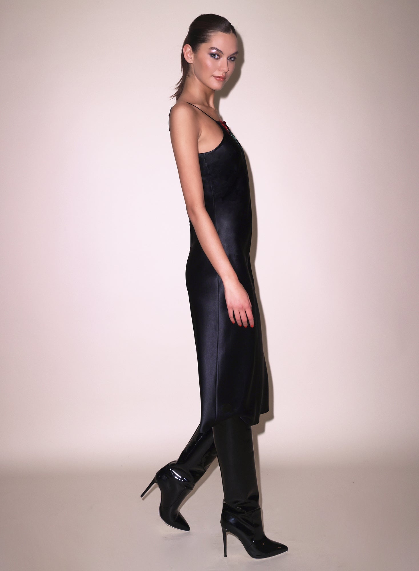 Vampire Rose Embroidery Slip Dress - 5