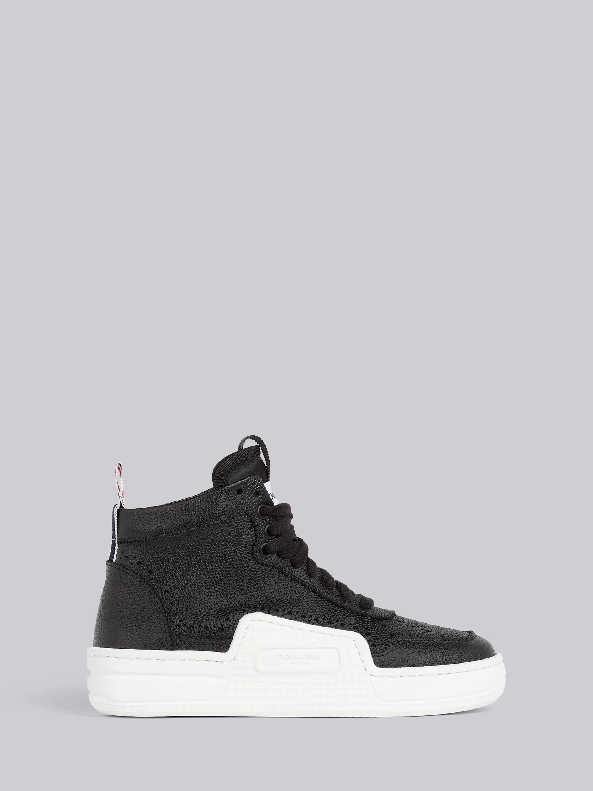 Black and White Pebbled Calfskin Basketball High-top Trainer - 1