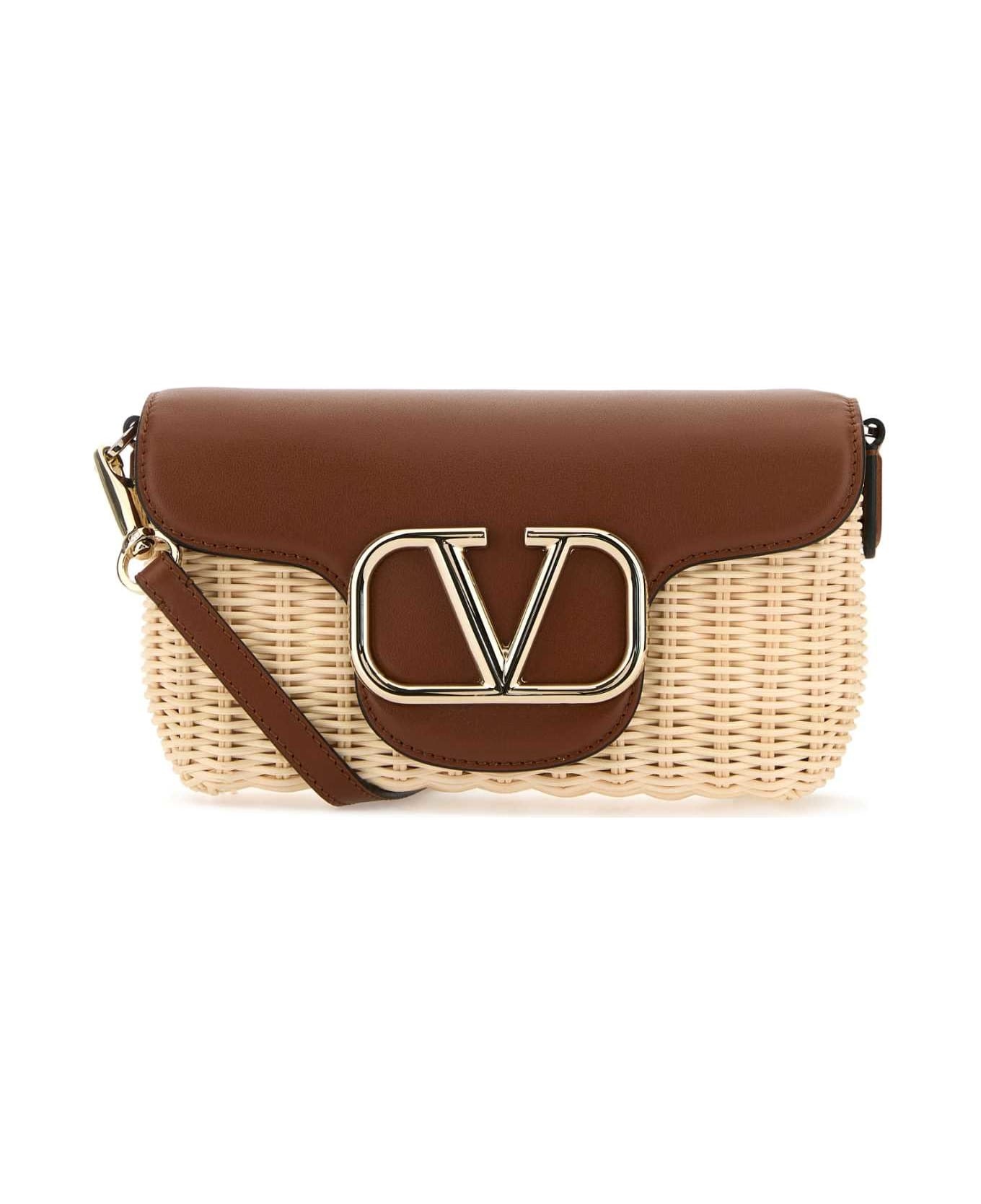 Two-tone Leather And Raffia Crossbody Bag - 1