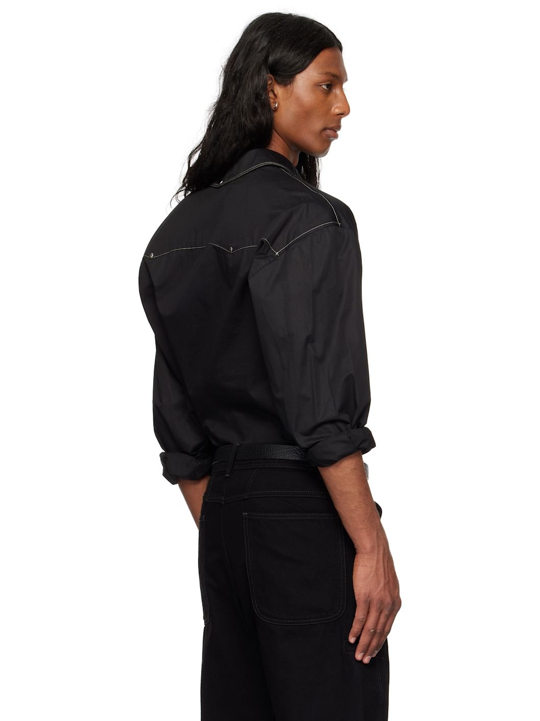 Black Embellished Metal Shirt - 3