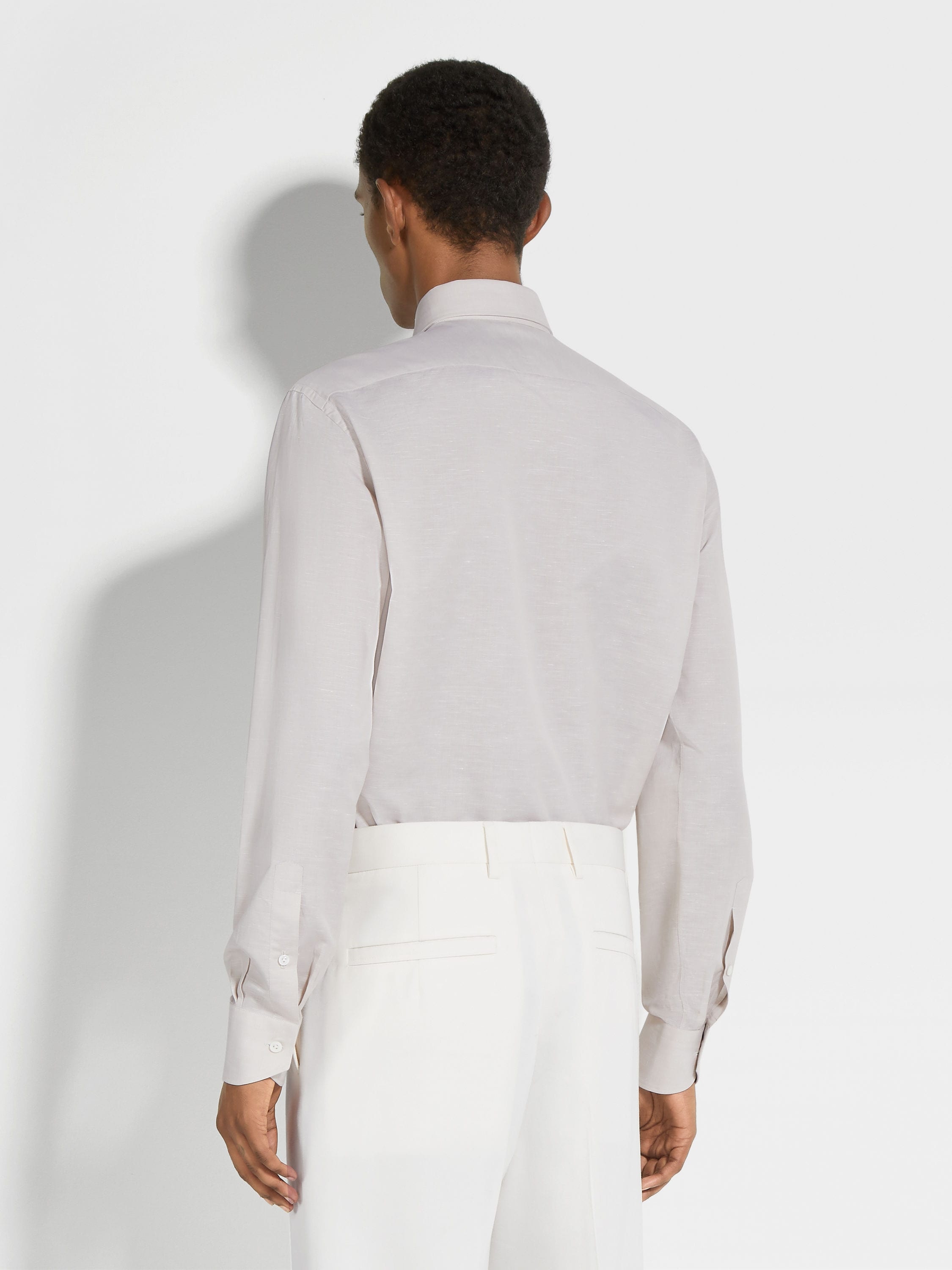 LIGHT BEIGE CENTOVENTIMILA COTTON AND LINEN SHIRT - 4