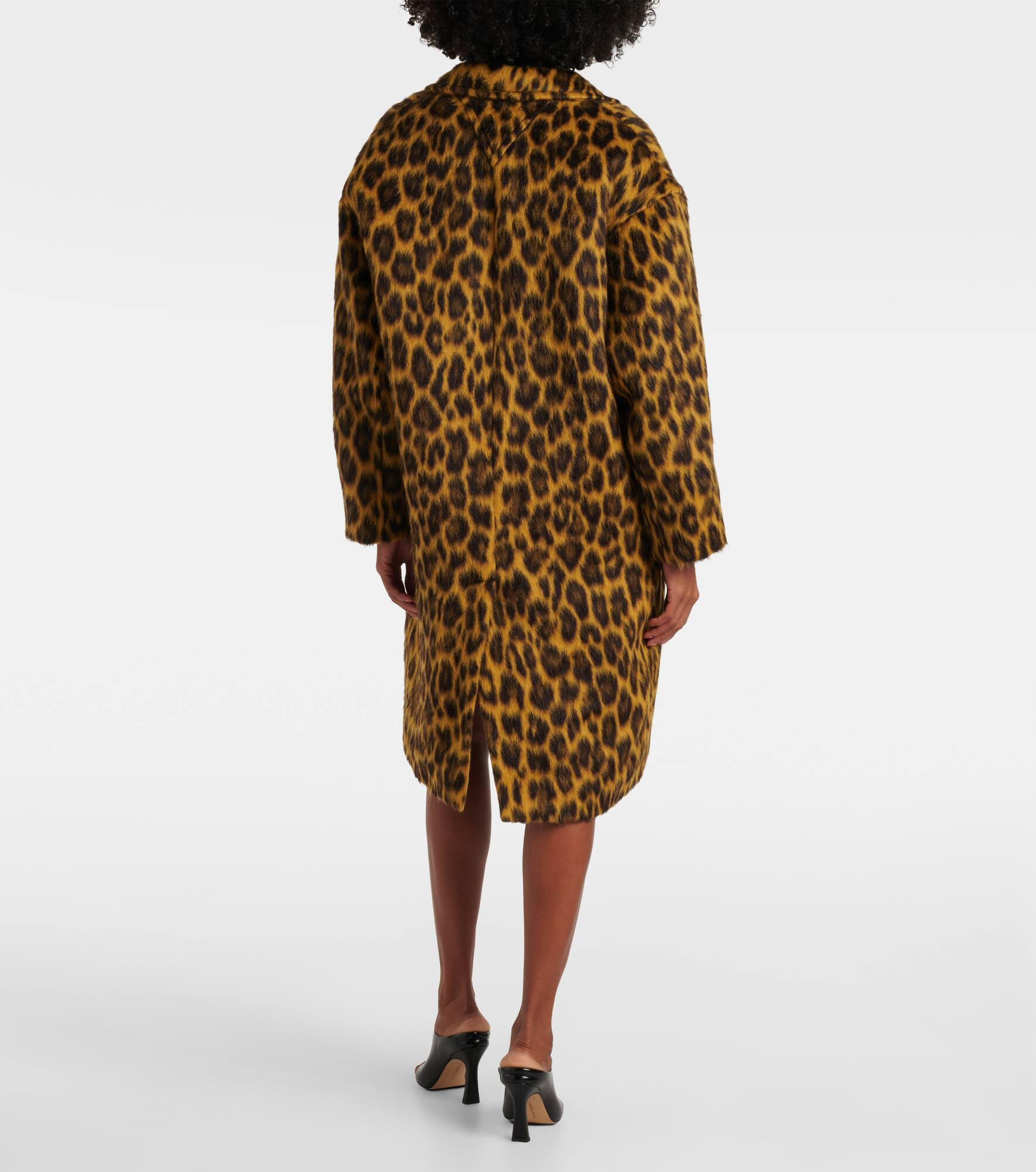 Leopard-print alpaca, wool, and silk coat - 3