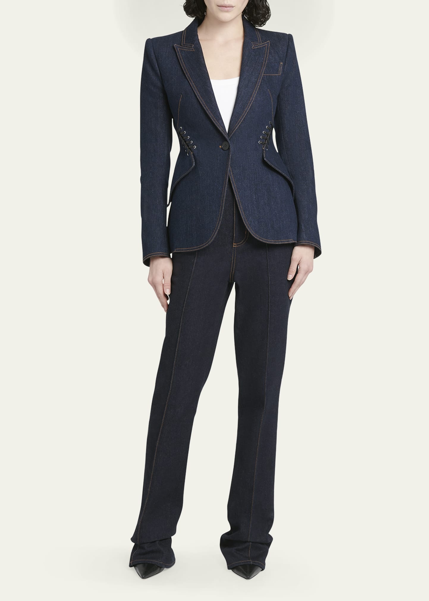 【 Mcqueen】関税送料込☆ マックイーン Denim blazer Alexander McQueen Denim Blazer | Blue | FARFETCH