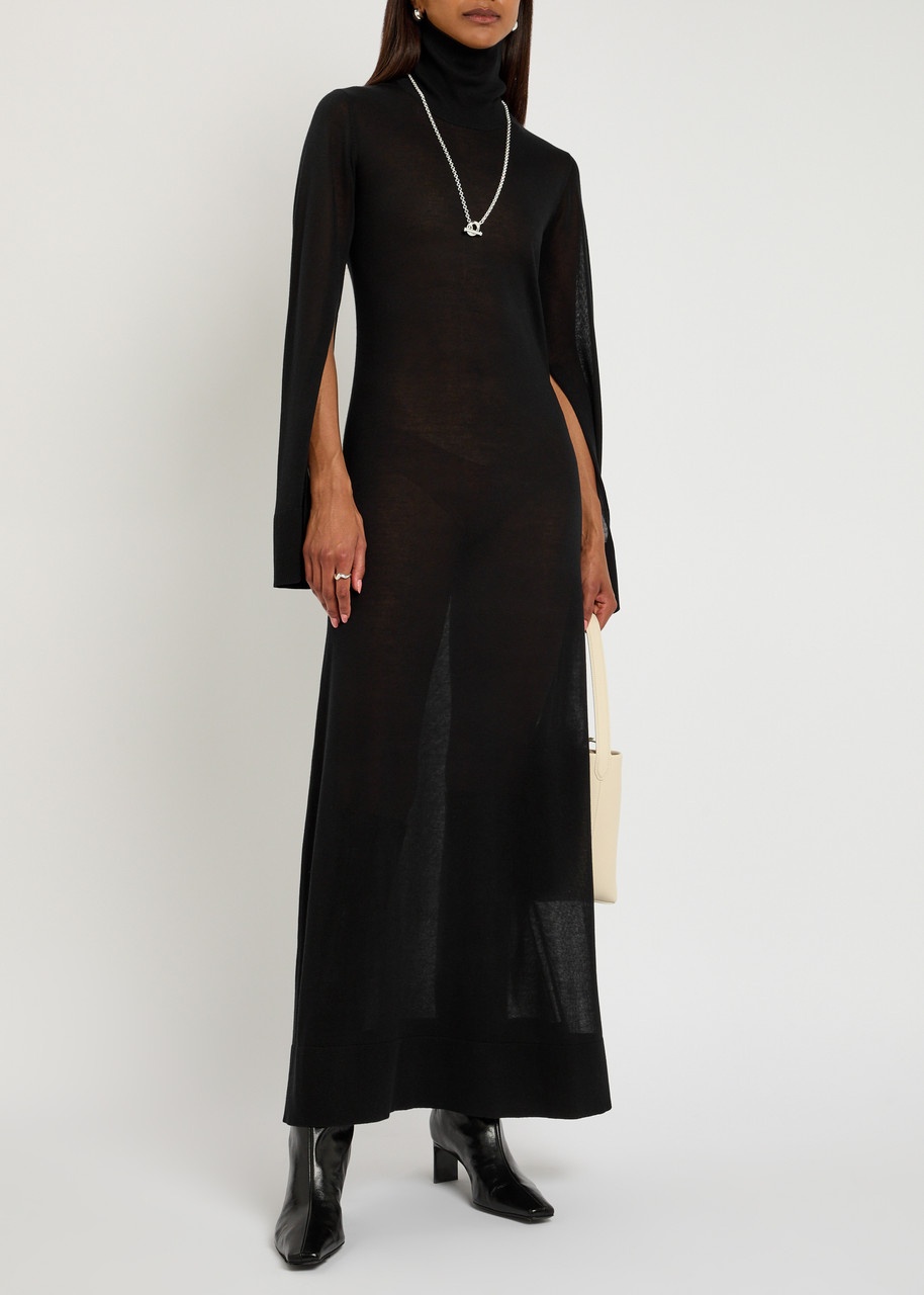 Toteme Split Sleeve Semi-sheer Knit Maxi Dress - 4