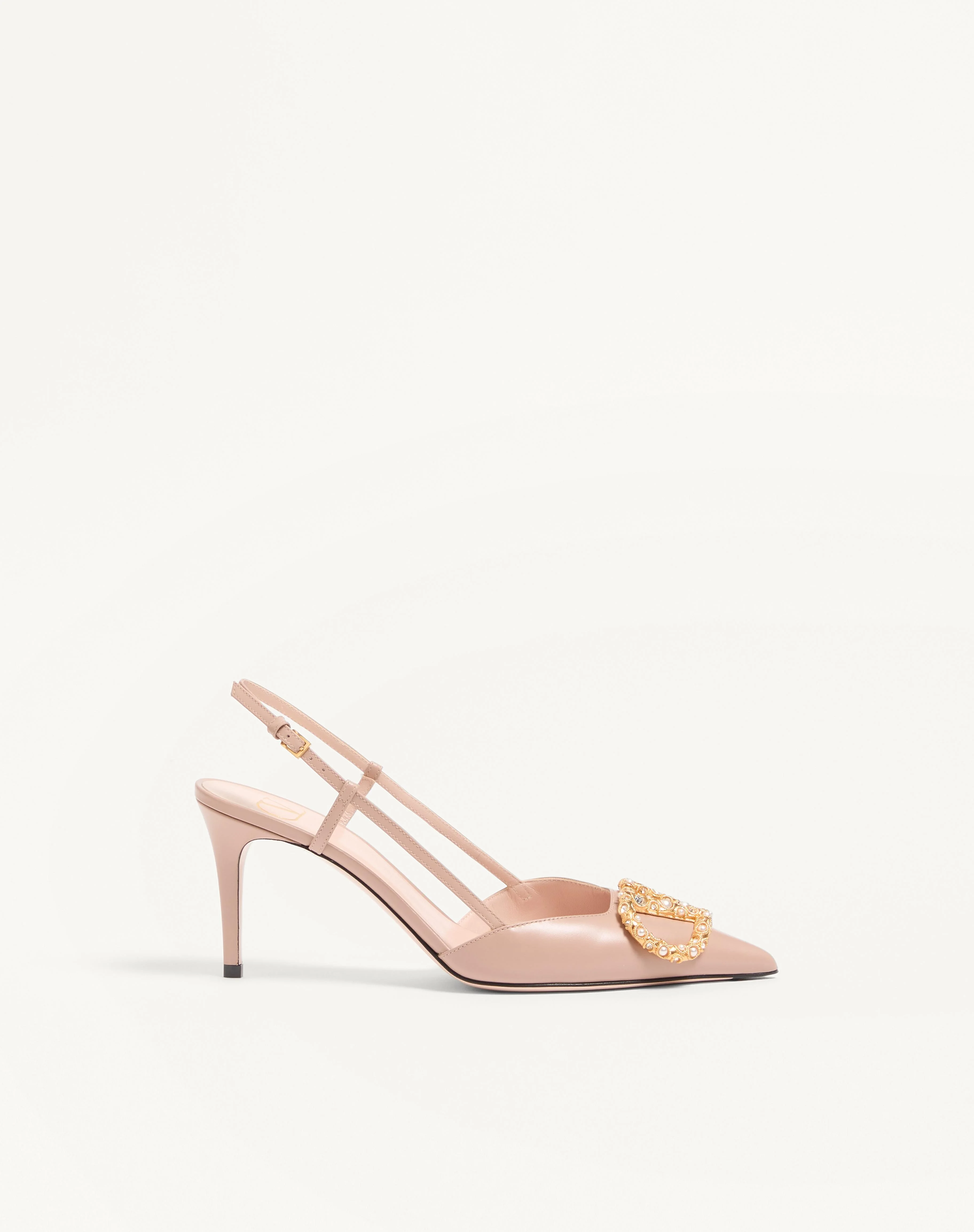 VLOGO SIGNATURE SLINGBACK CALFSKIN PUMP WITH JEWEL LOGO 80MM - 1